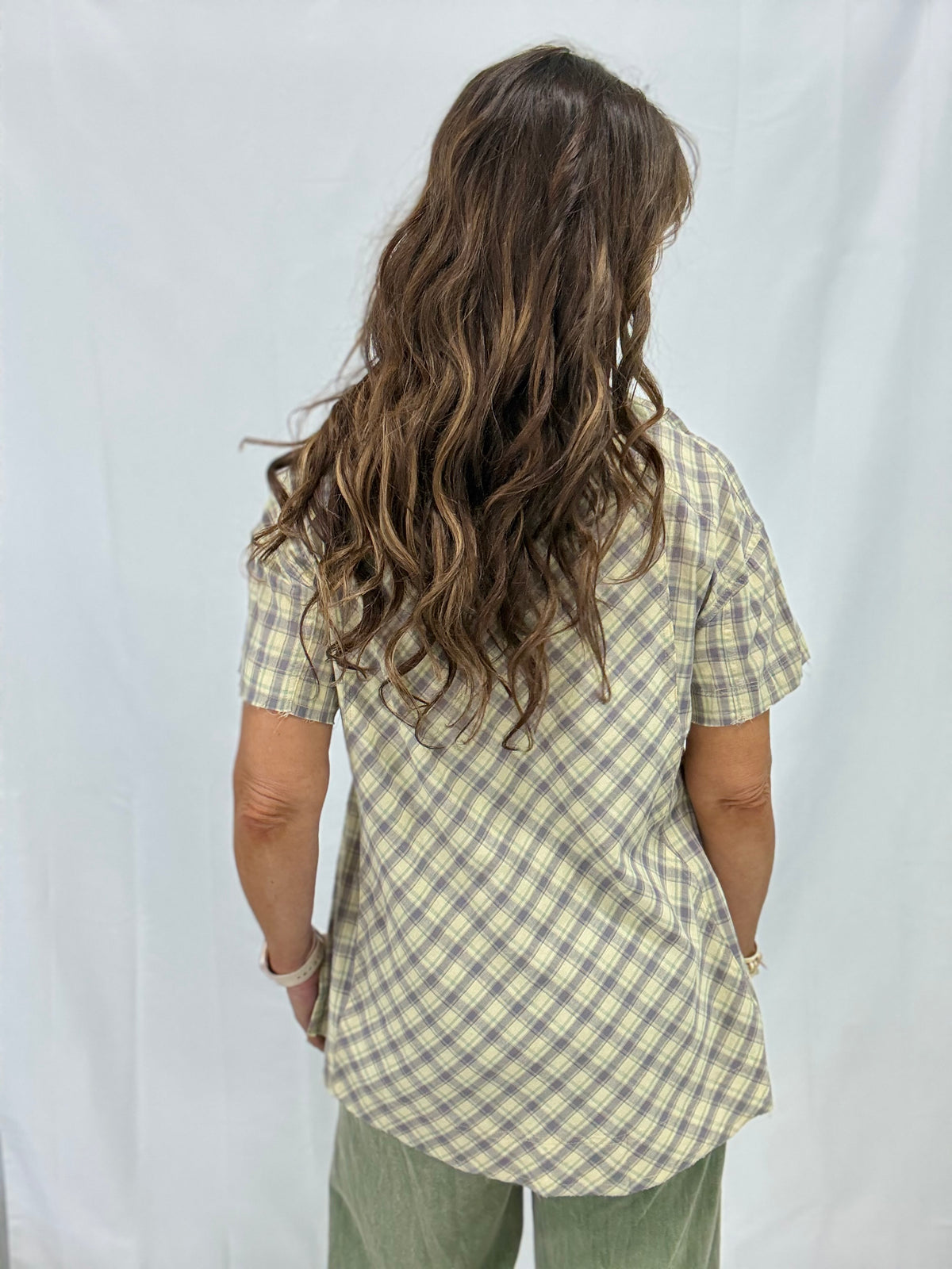 POL Relaxed Fit Denim Overalls In Blue Plaid