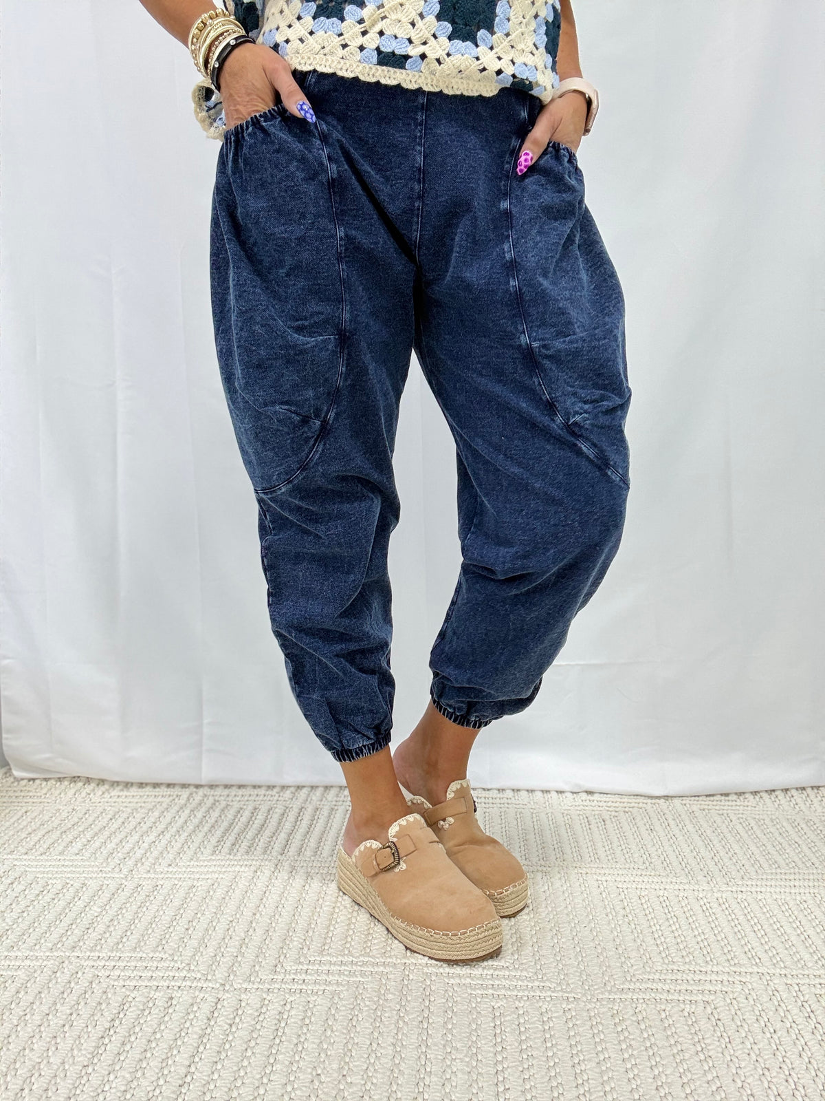 POL Relaxed Fit Denim Overalls In Blue Plaid