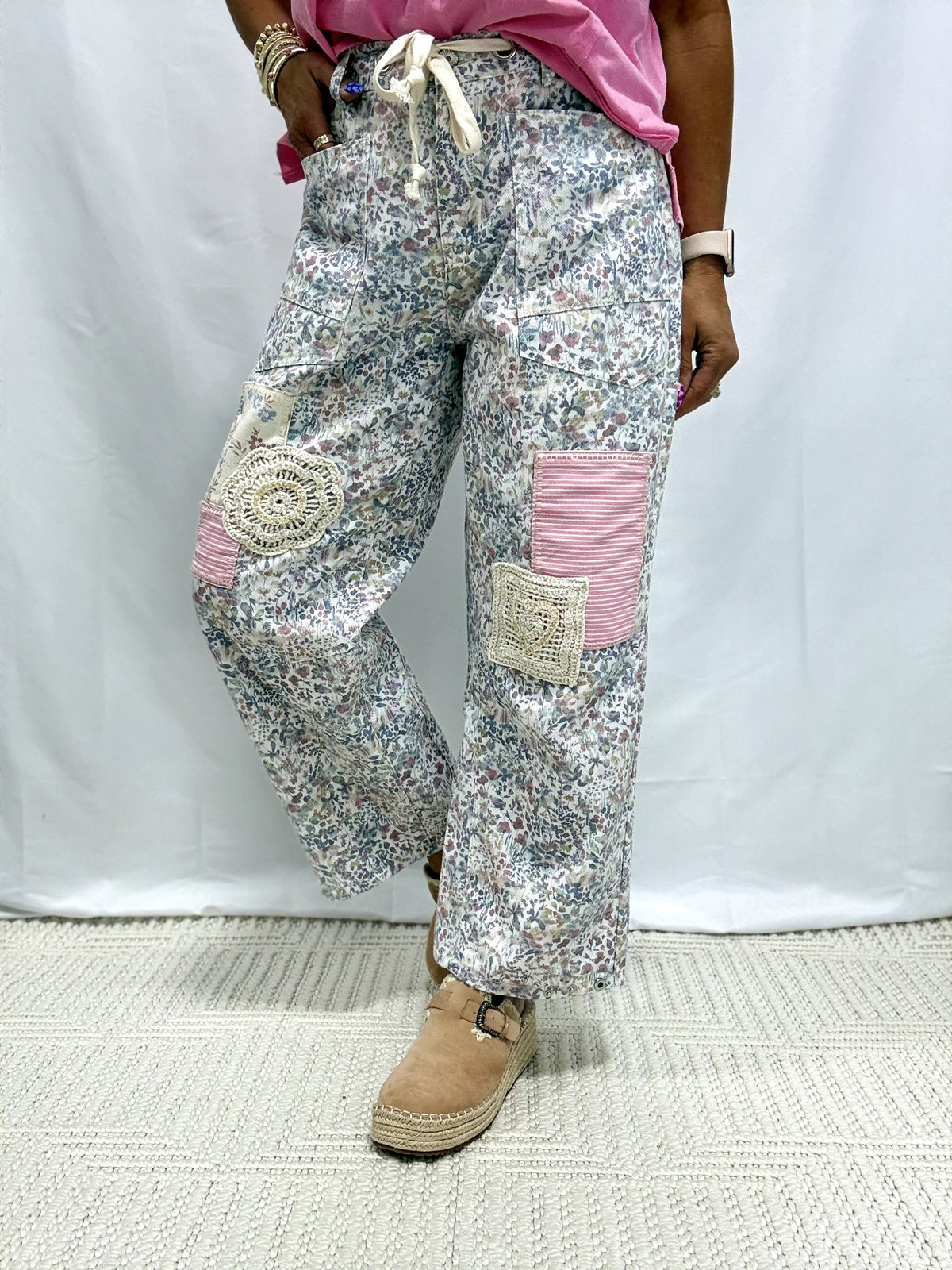 POL Whole Sky Patchwork Detail Pants In 2 Colors