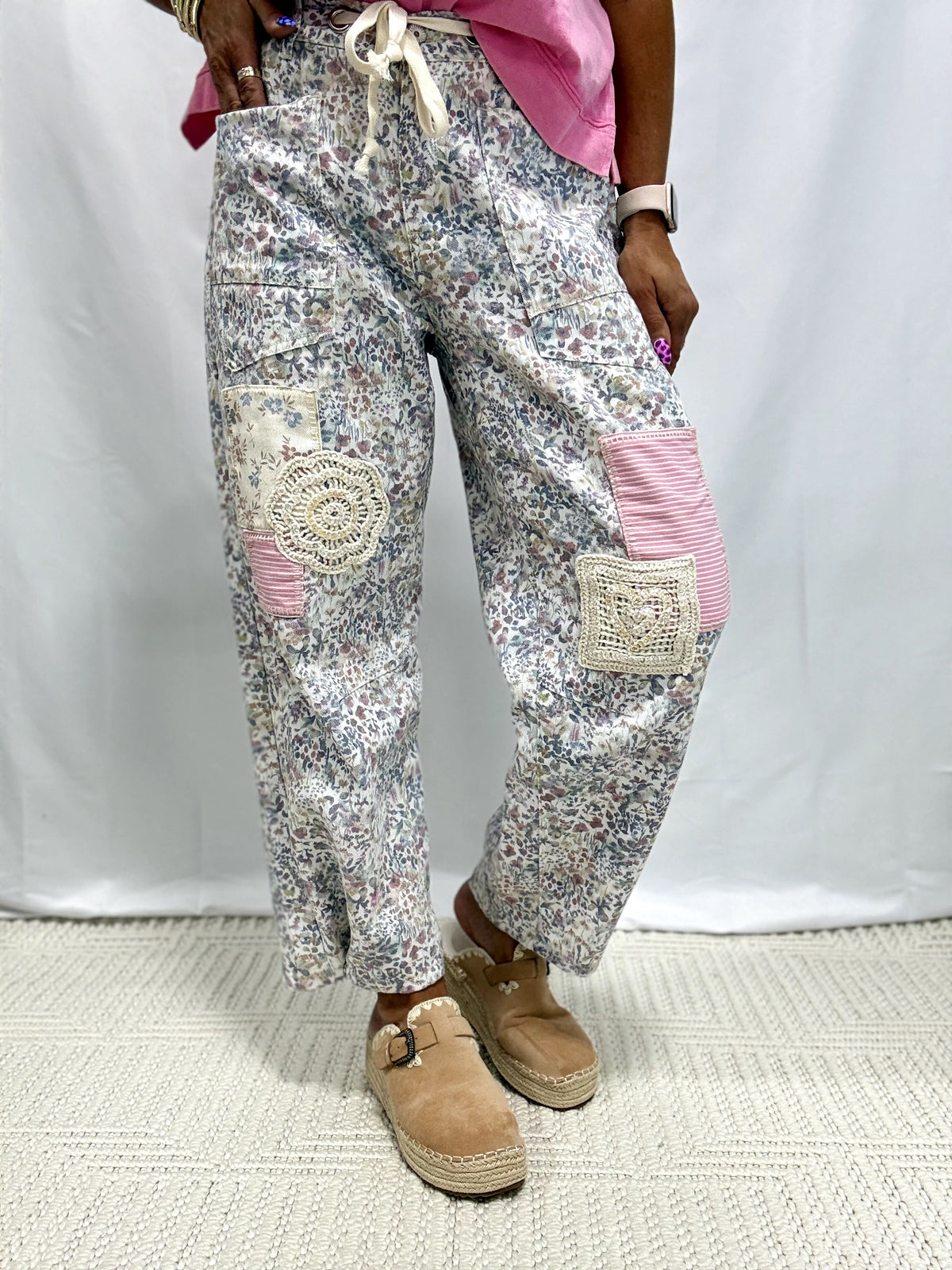 POL Whole Sky Patchwork Detail Pants In 2 Colors