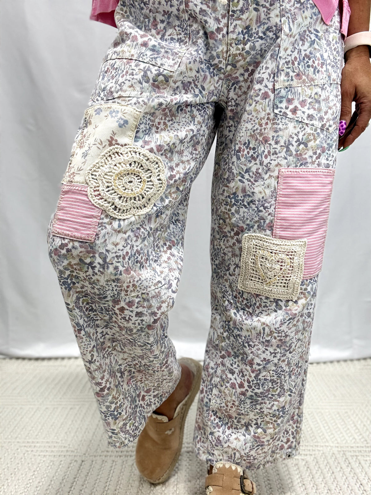 POL Whole Sky Patchwork Detail Pants In 2 Colors