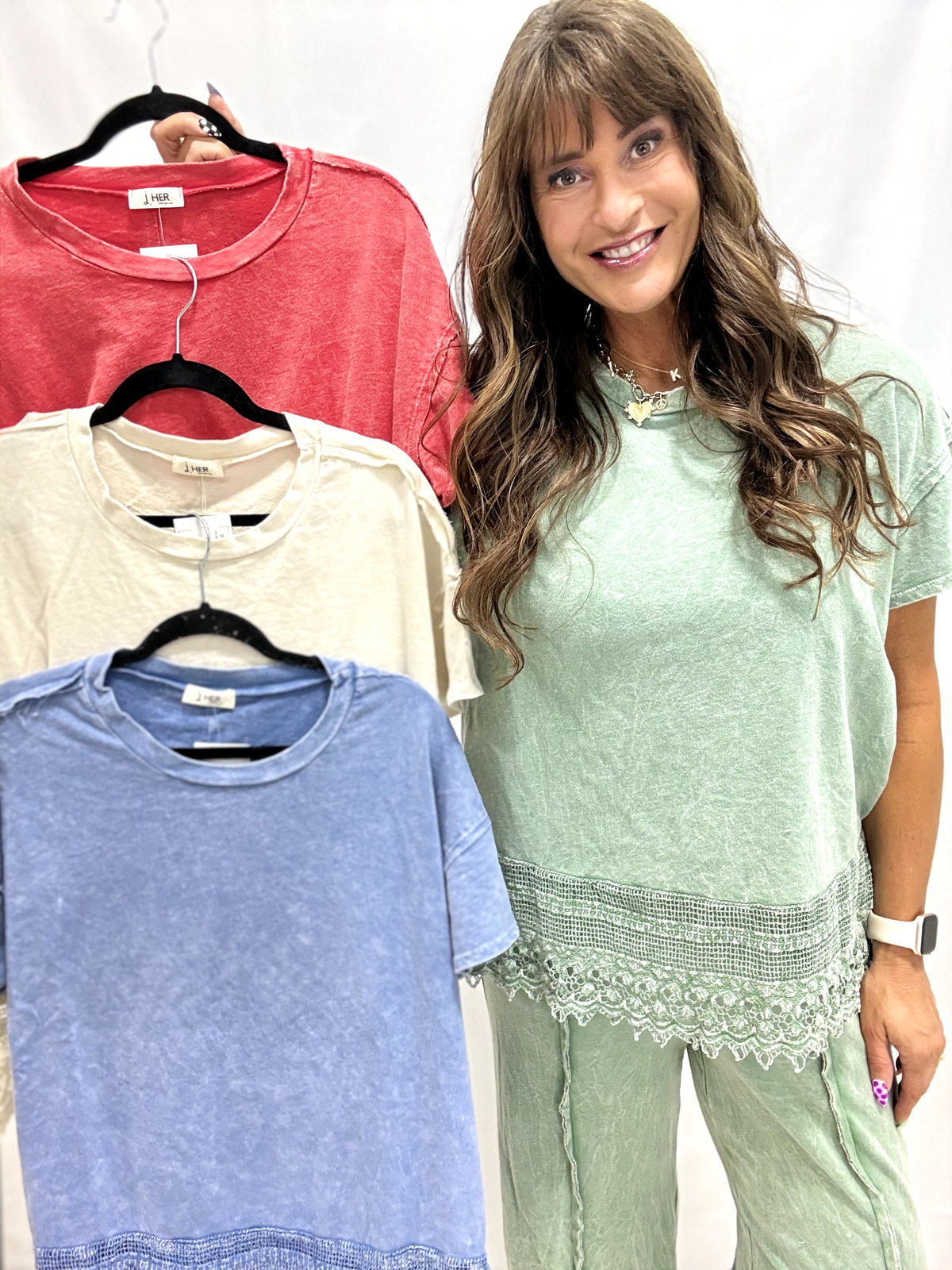 Stroll On By Lace Trimmed Top In 5 Colors