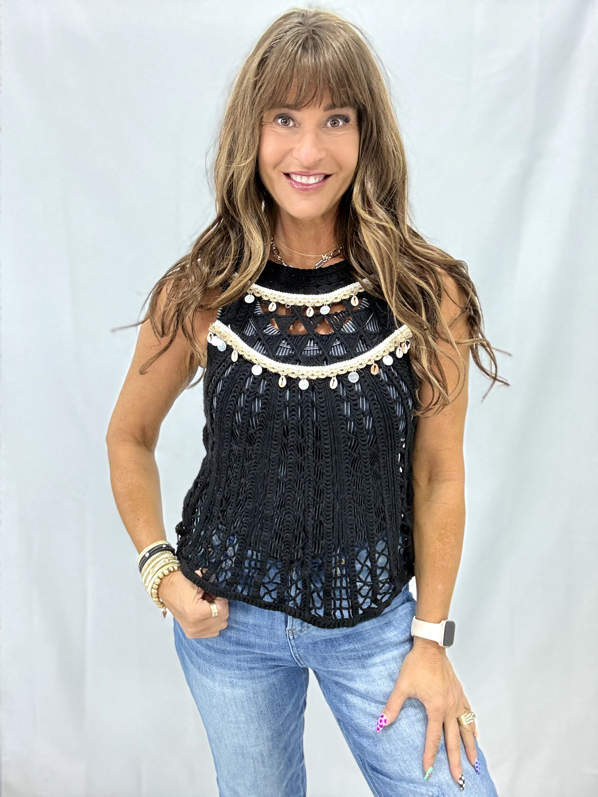 POL Driftwood Darling Halter Neck Crochet Top In 2 Colors