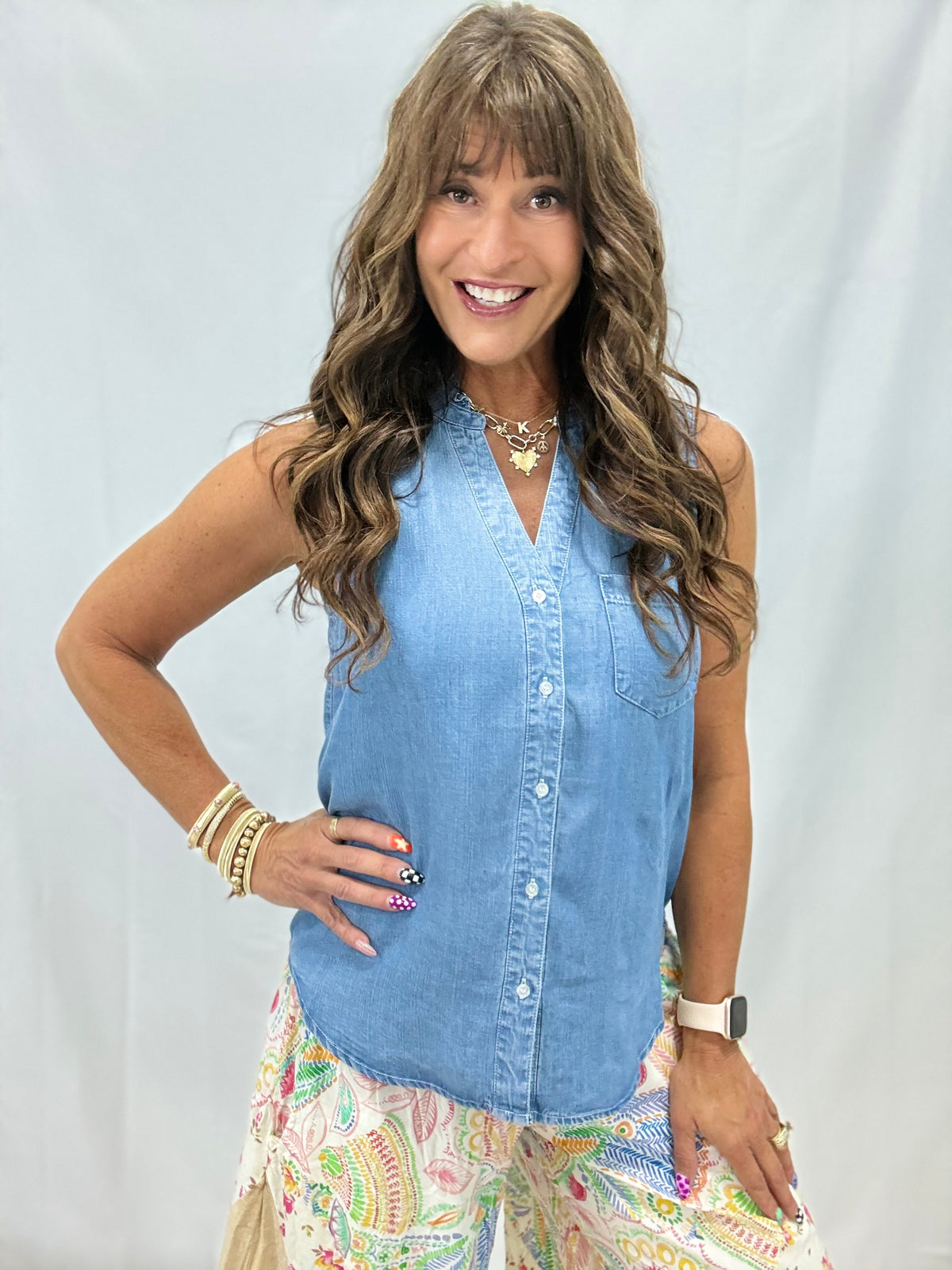 Easy Summer Style Chambray Sleeveless Top