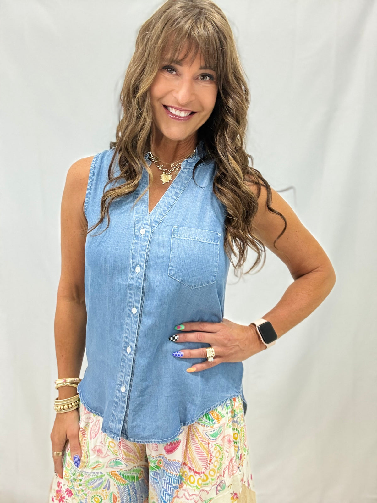 Easy Summer Style Chambray Sleeveless Top
