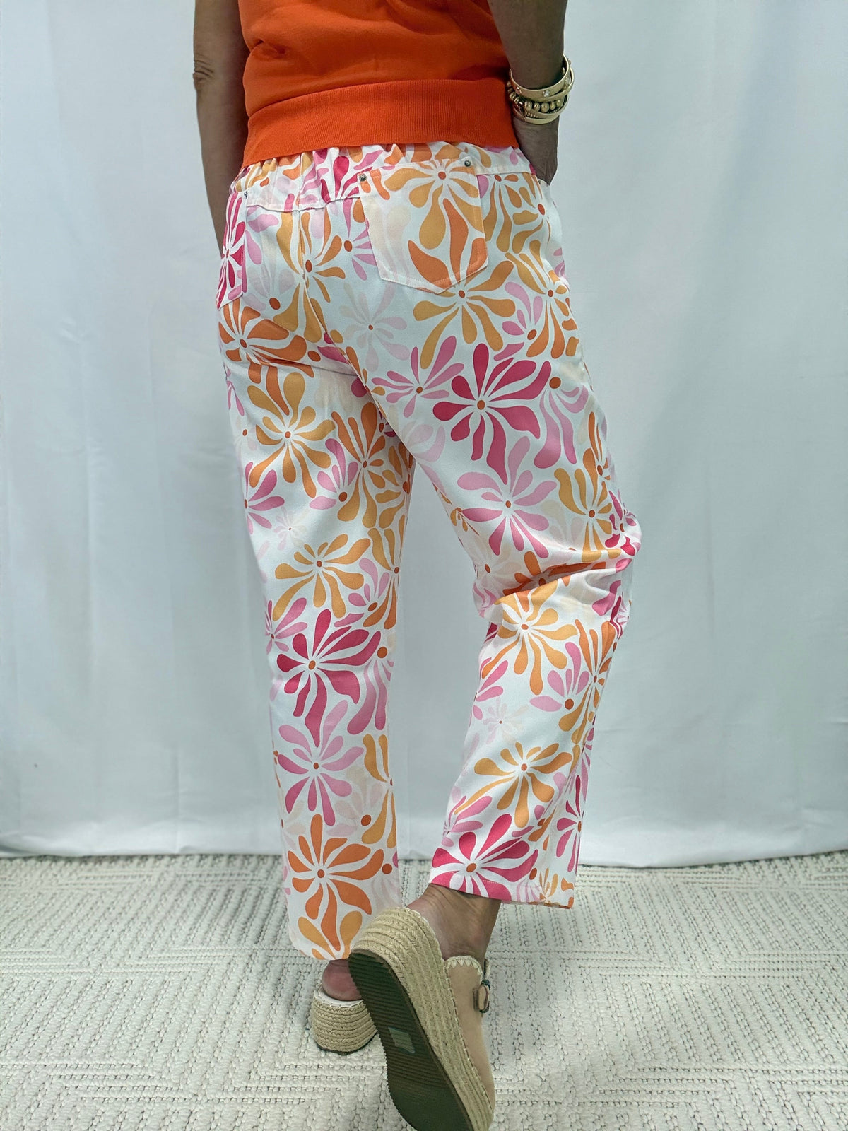 Floral Printed Lightweight Straight Leg Pants In Pink Floral *Final Sale*