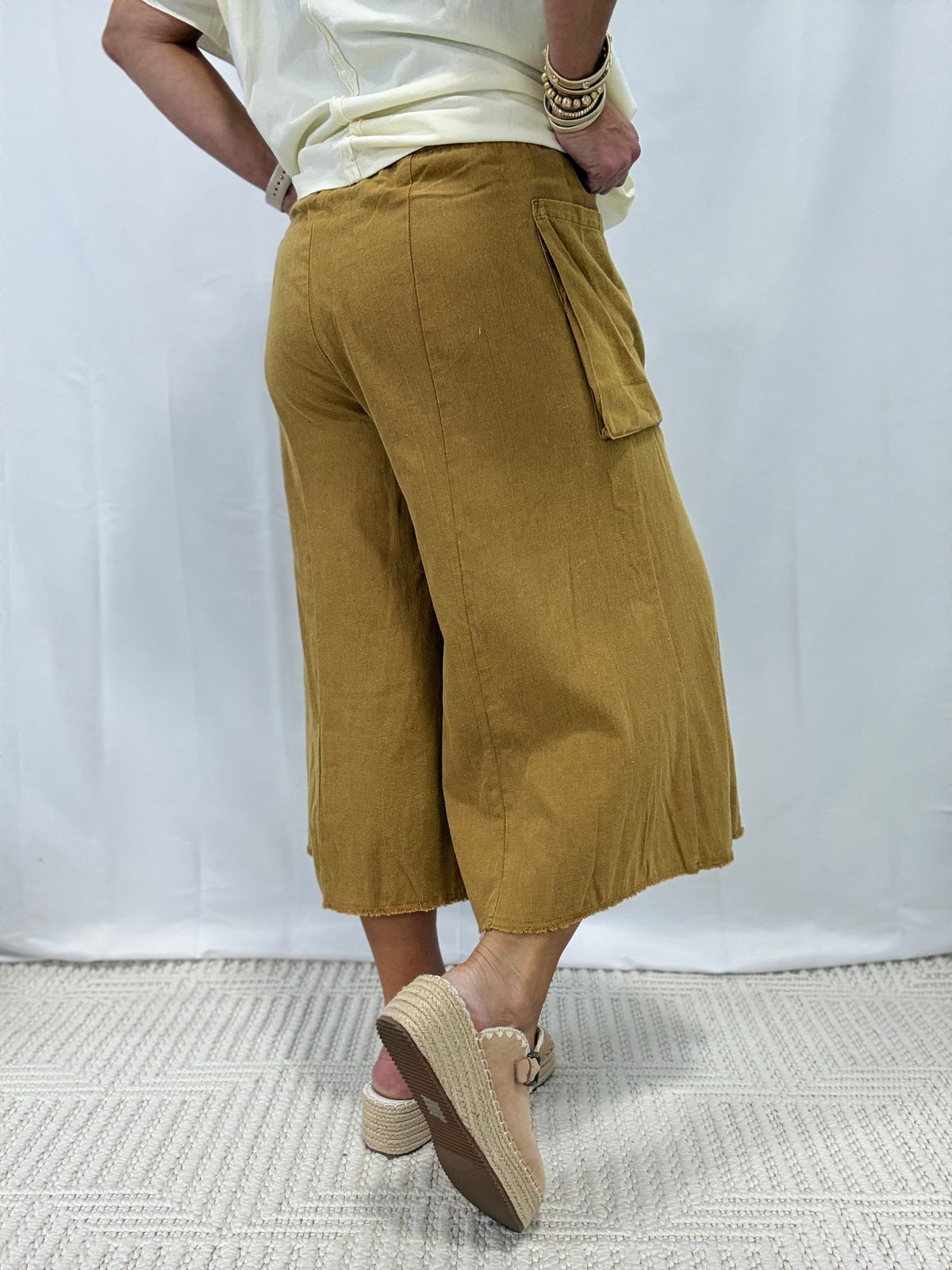 High Rise Wide Leg Pants With Oversized Pockets In 3 Colors *Final Sale*