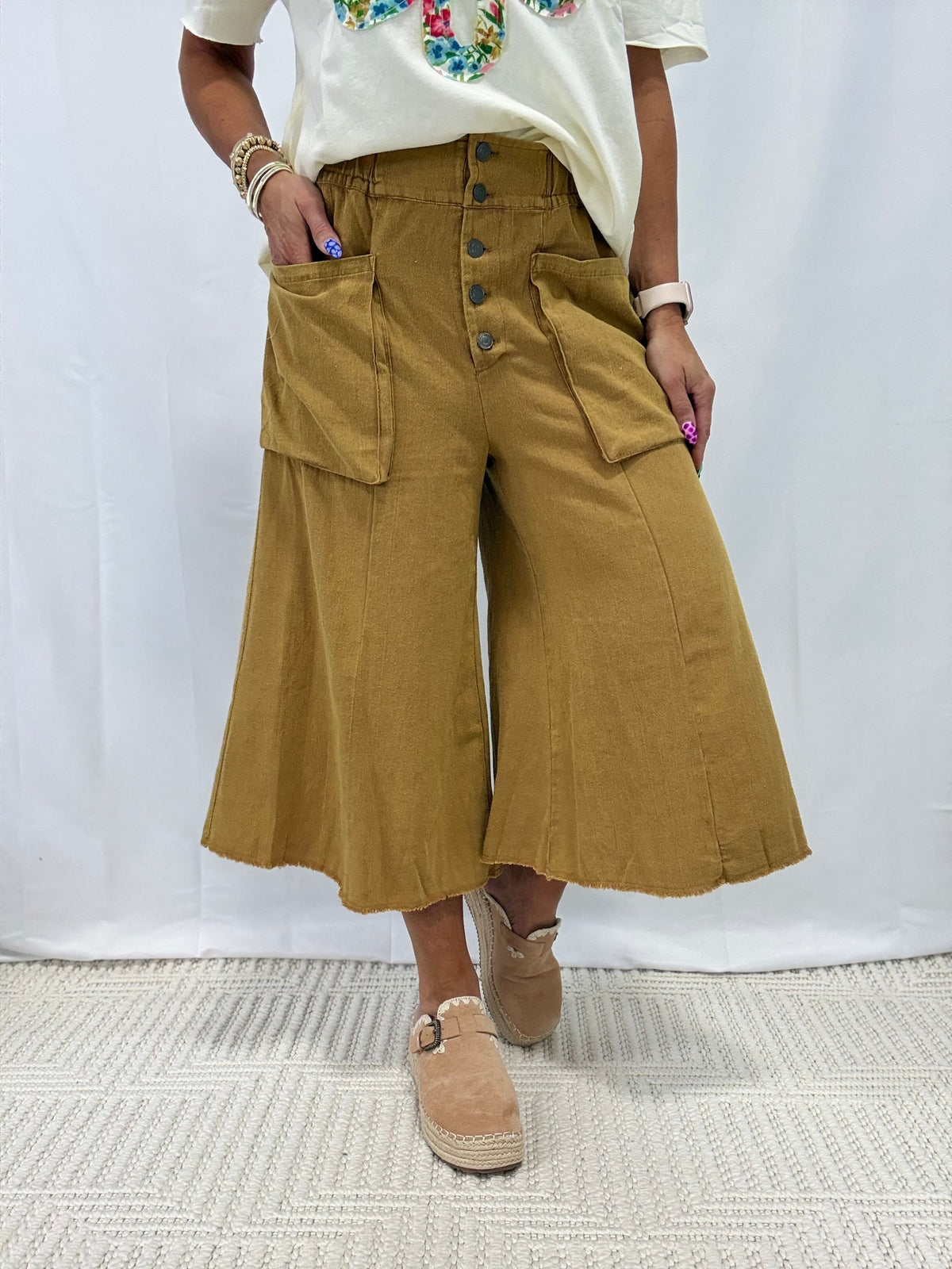 High Rise Wide Leg Pants With Oversized Pockets In 3 Colors *Final Sale*