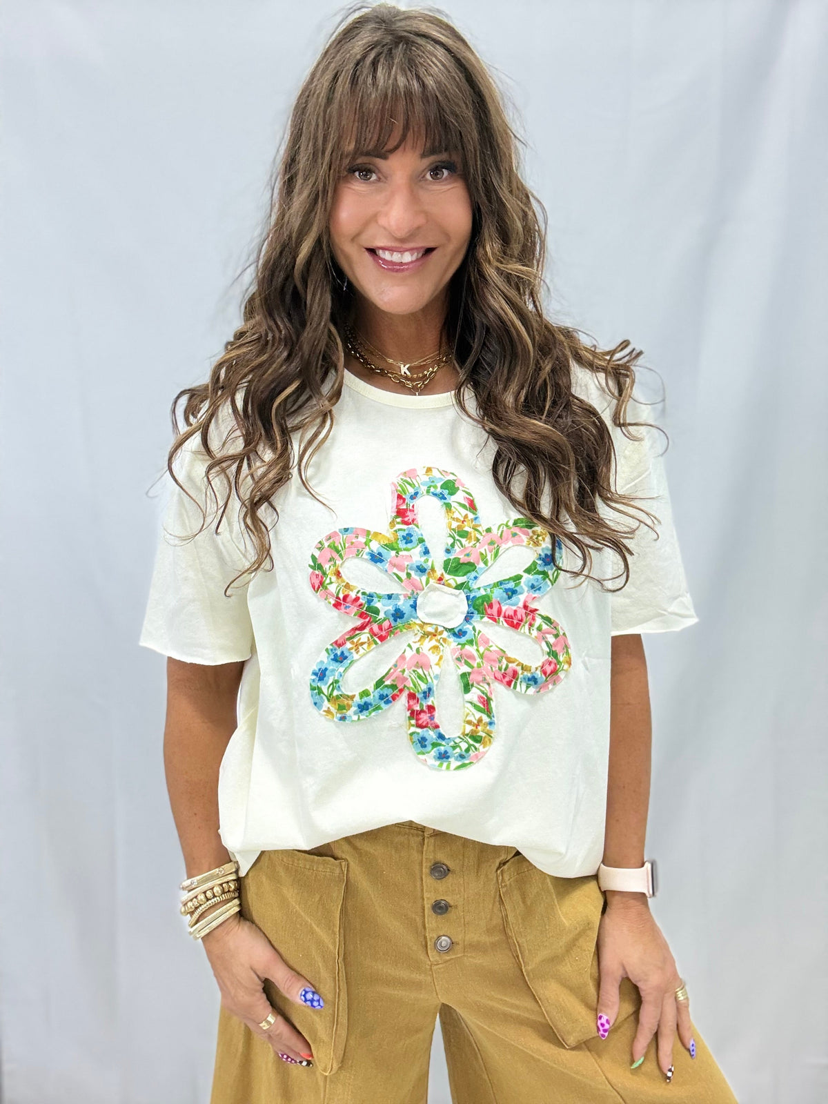 Cutting A Path Wildflower Patch Top In Ivory
