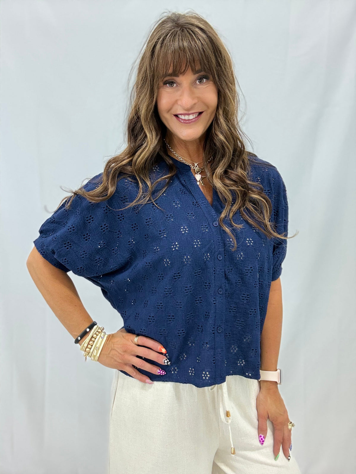 Bloom Lane Button Front Top In 2 Colors