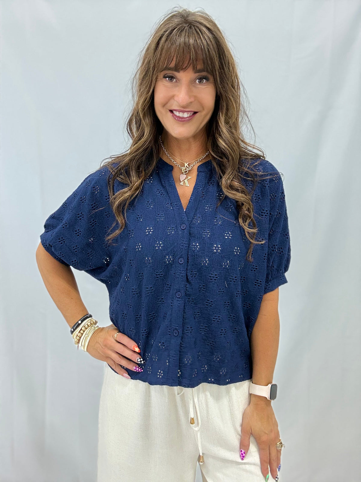 Bloom Lane Button Front Top In 2 Colors