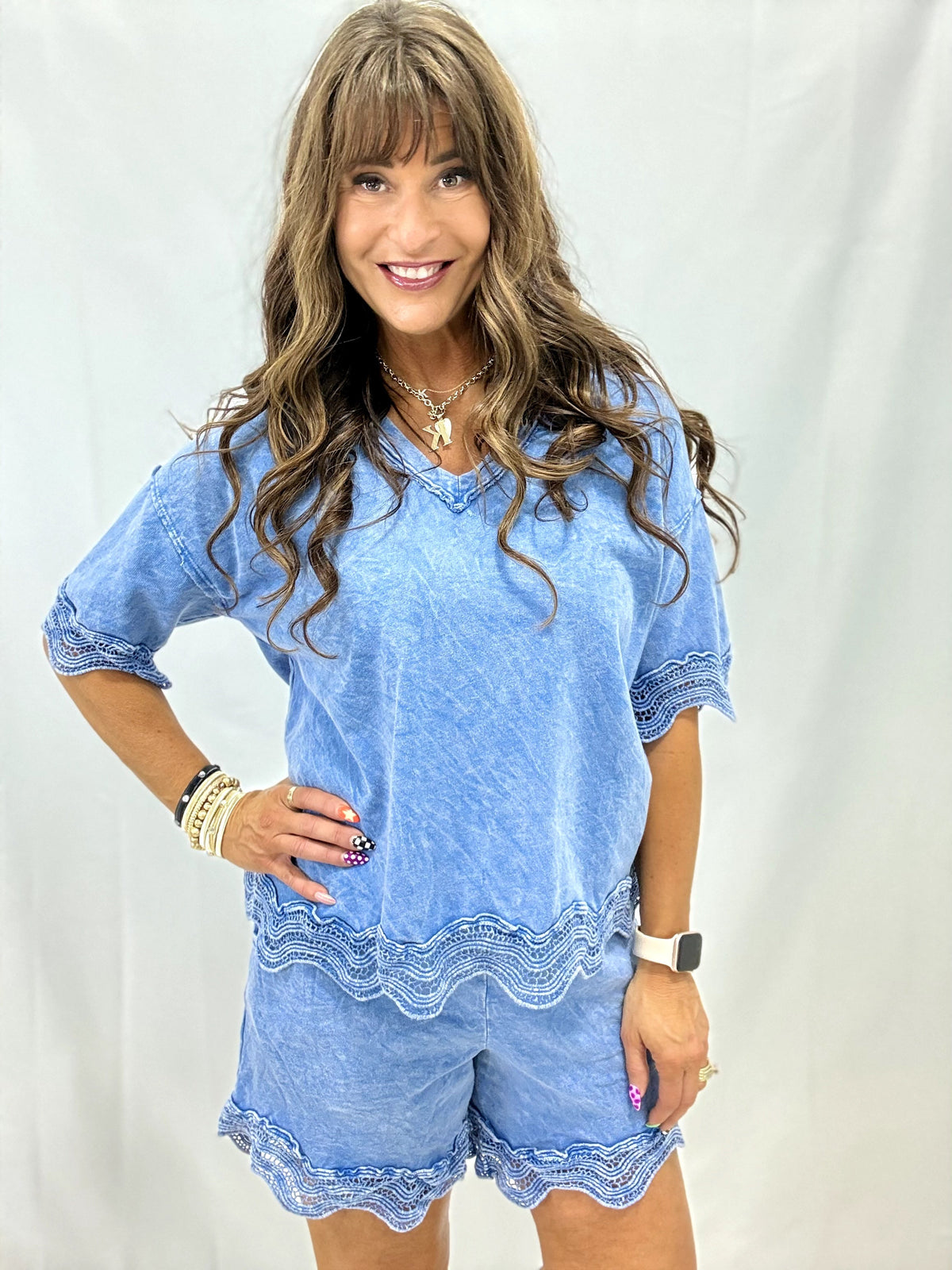 Over This Way Wave Trim Blouse In 3 Colors