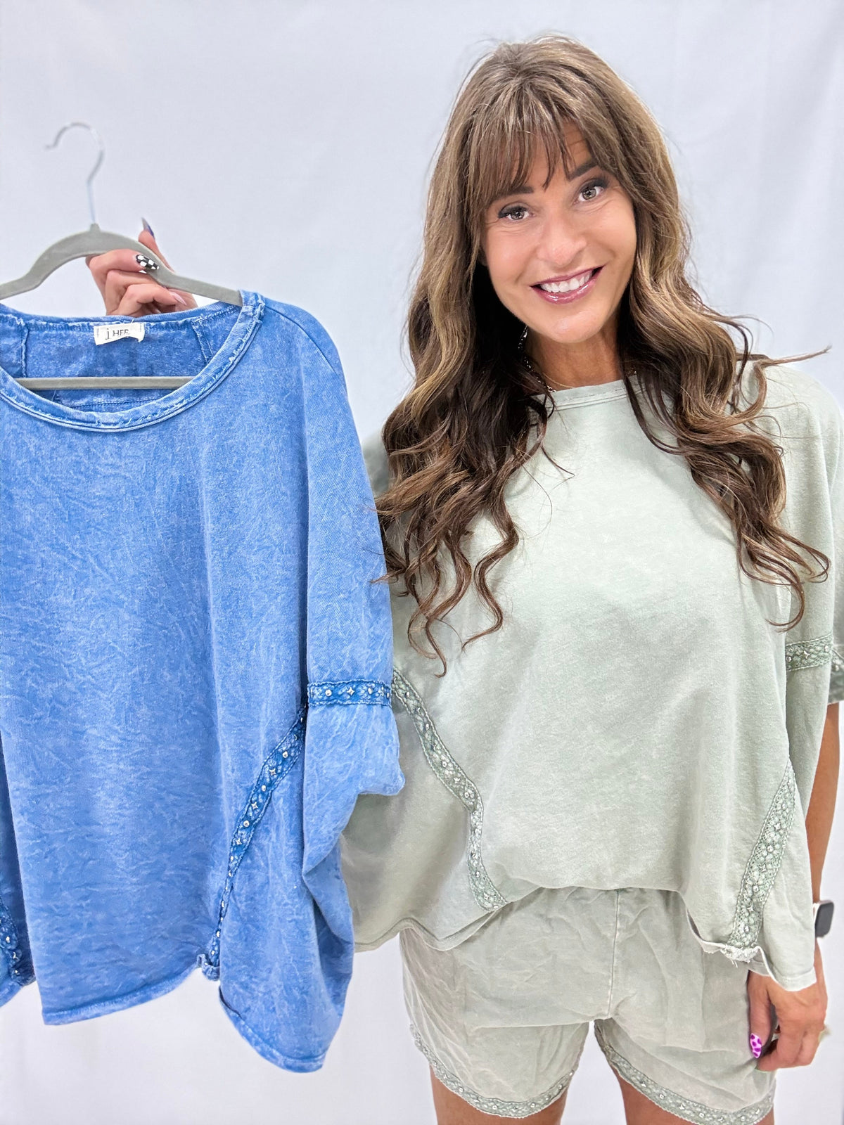 Sparkle Stroll Studded Eyelet Top In 4 Colors