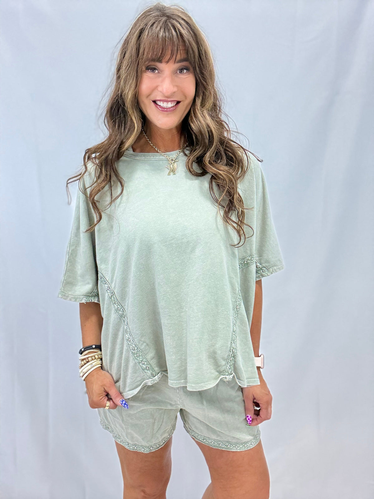 Sparkle Stroll Studded Eyelet Top In 4 Colors