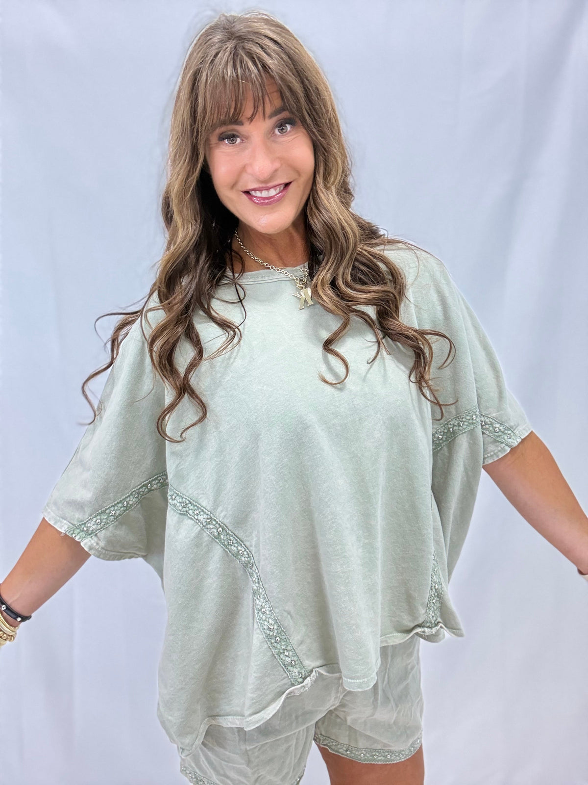 Sparkle Stroll Studded Eyelet Top In 4 Colors