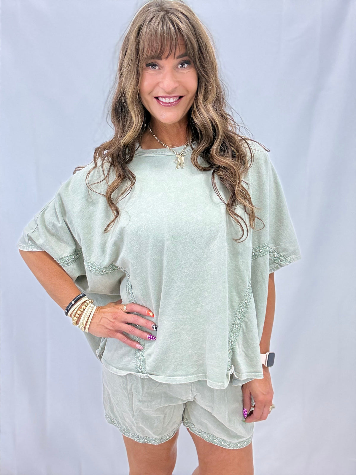 Sparkle Stroll Studded Eyelet Top In 4 Colors