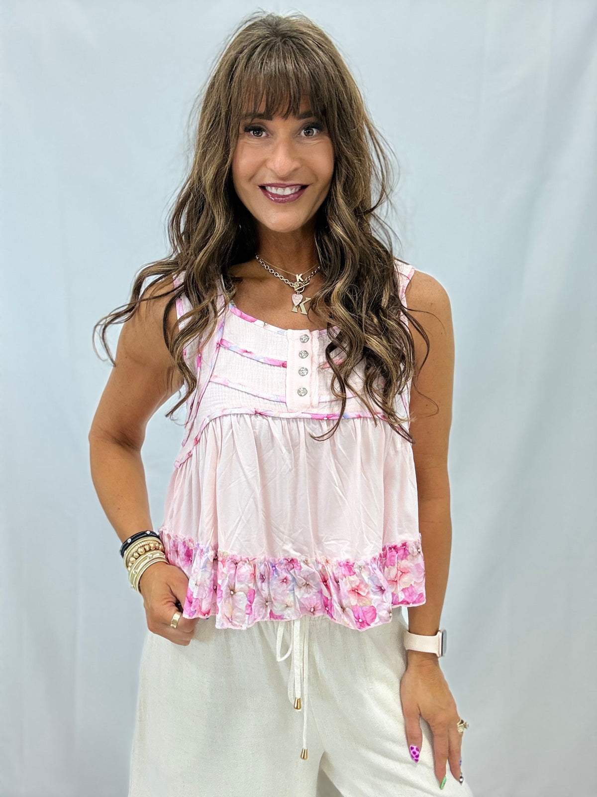 POL Floral Details Sleeveless Top In 4 Colors