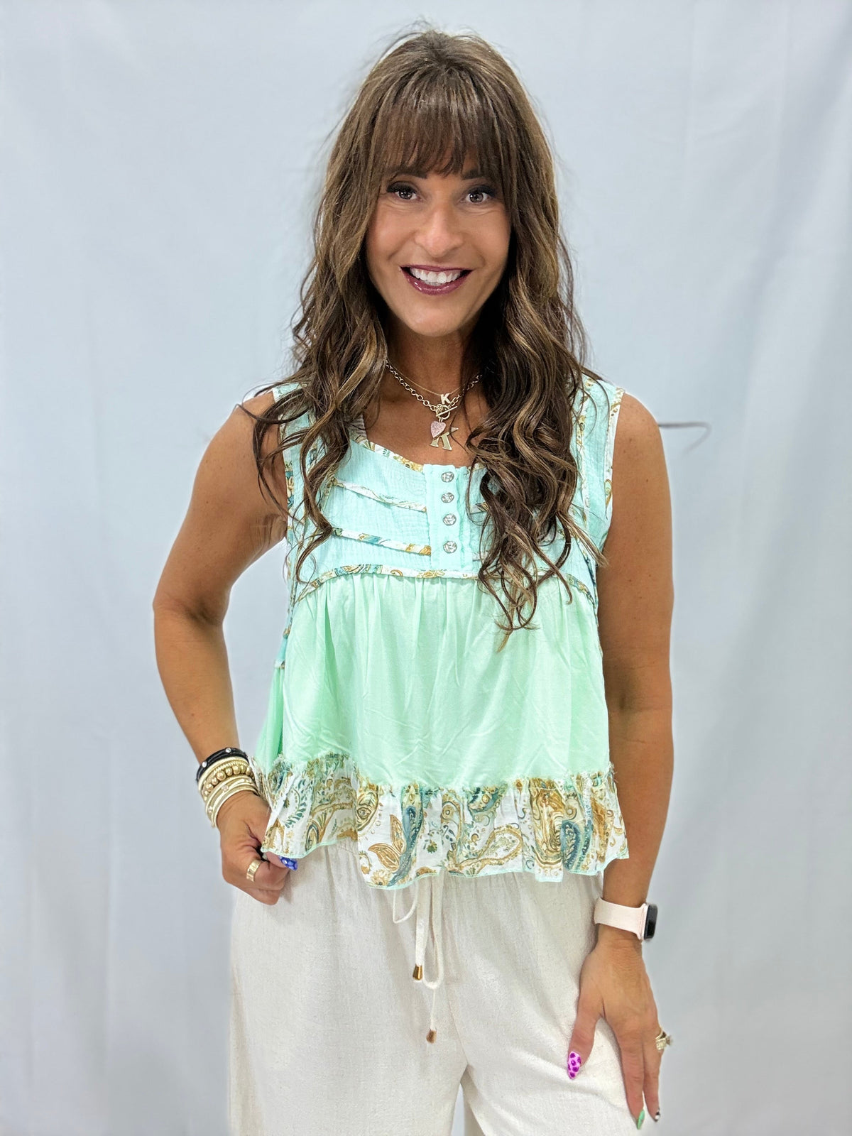 POL Floral Details Sleeveless Top In 4 Colors