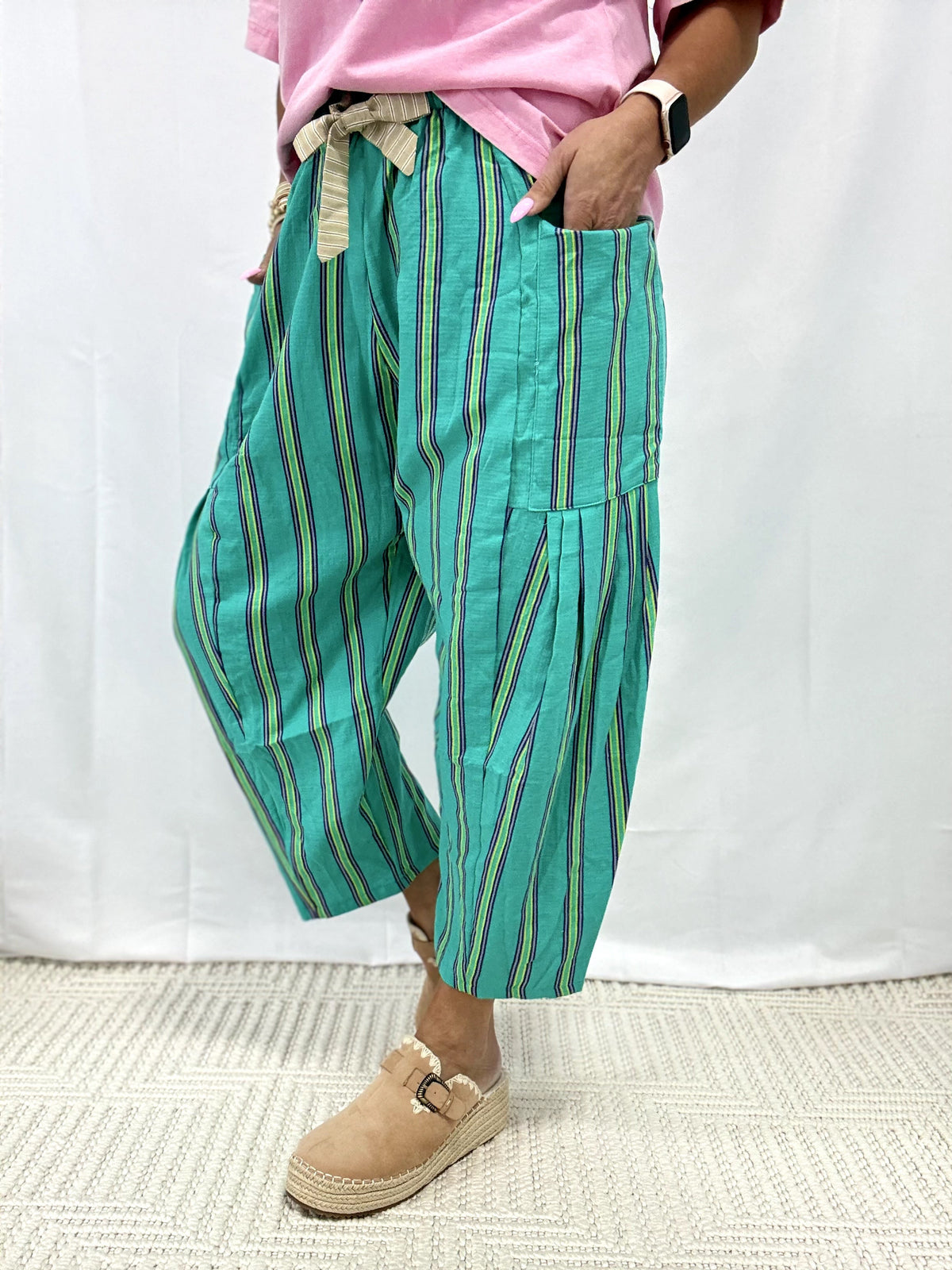 Trying Something New Barrel Pants In Green
