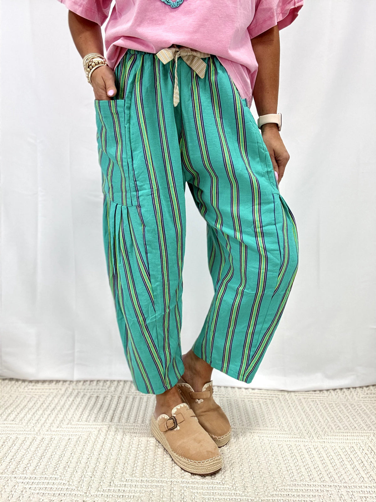 Trying Something New Barrel Pants In Green