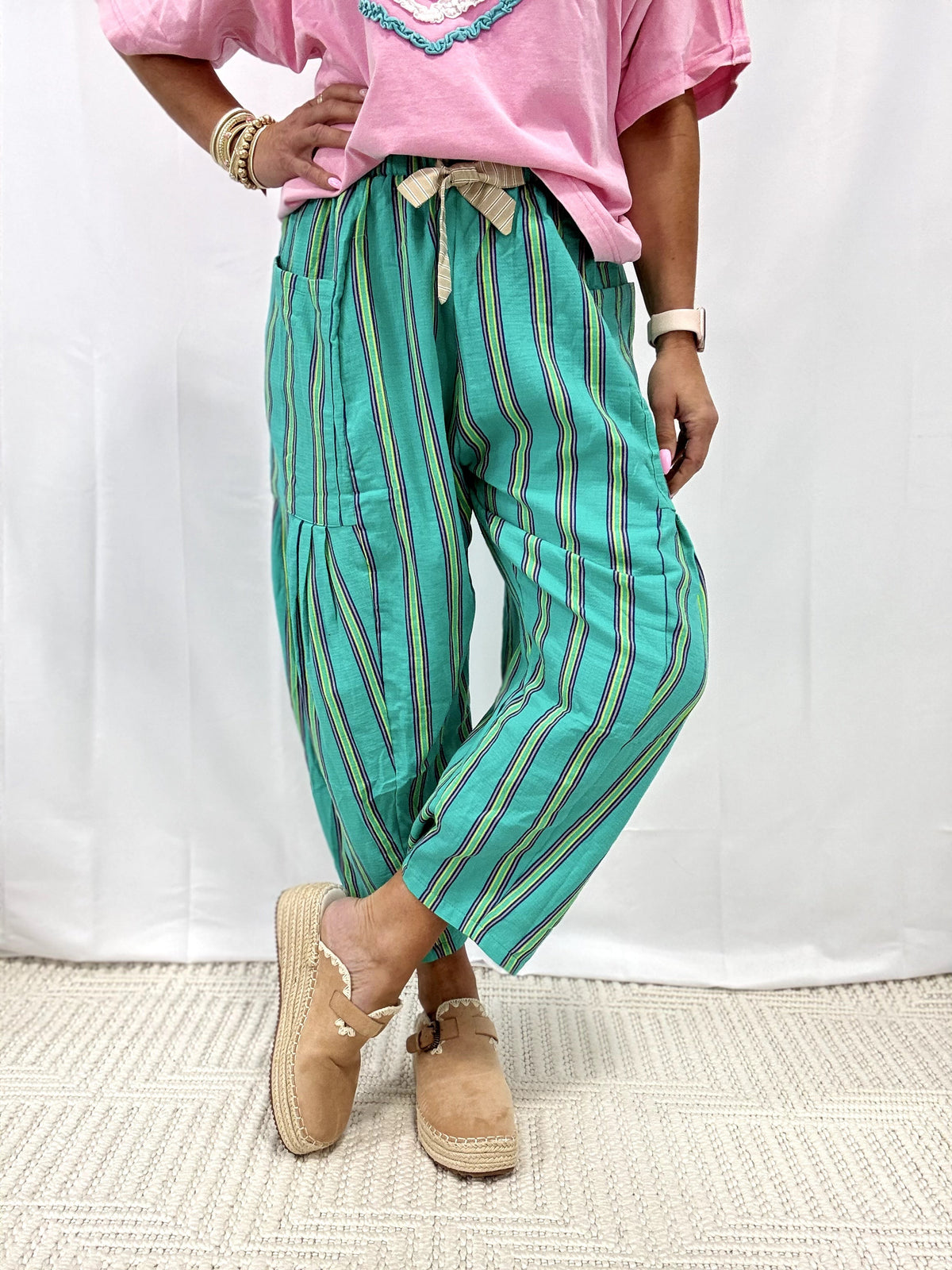 Trying Something New Barrel Pants In Green