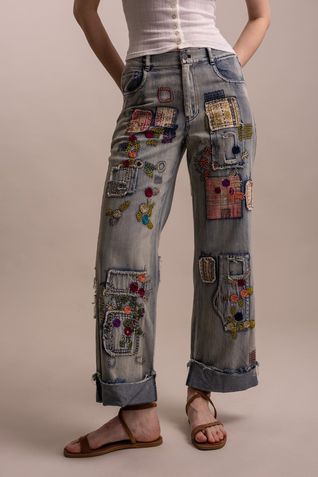 Dusty Daydream Patch Pants In Denim