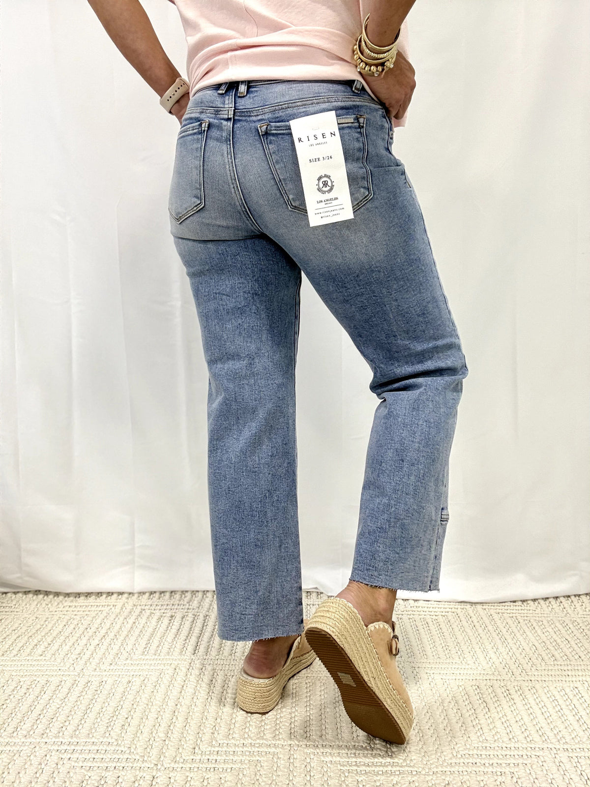 Risen Mid Rise Ankle Straight Seamed Jeans 590 In Medium
