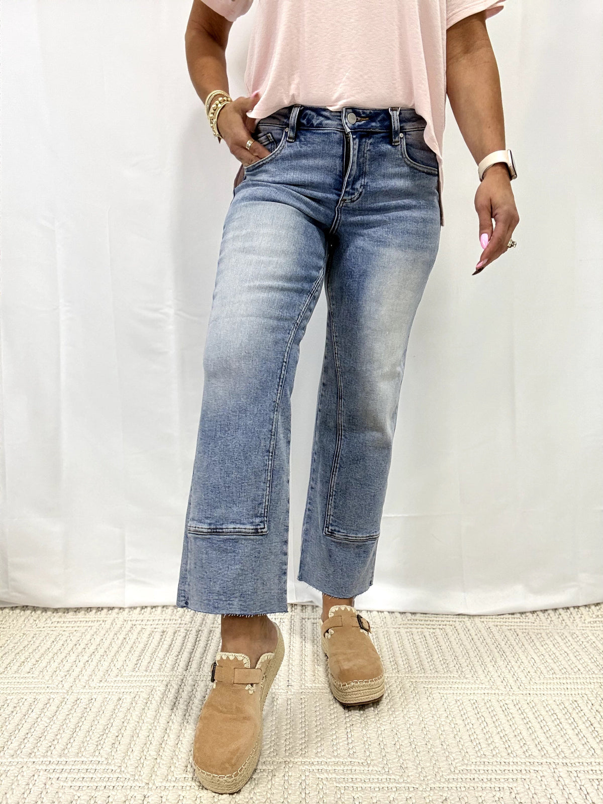 Risen Mid Rise Ankle Straight Seamed Jeans 590 In Medium