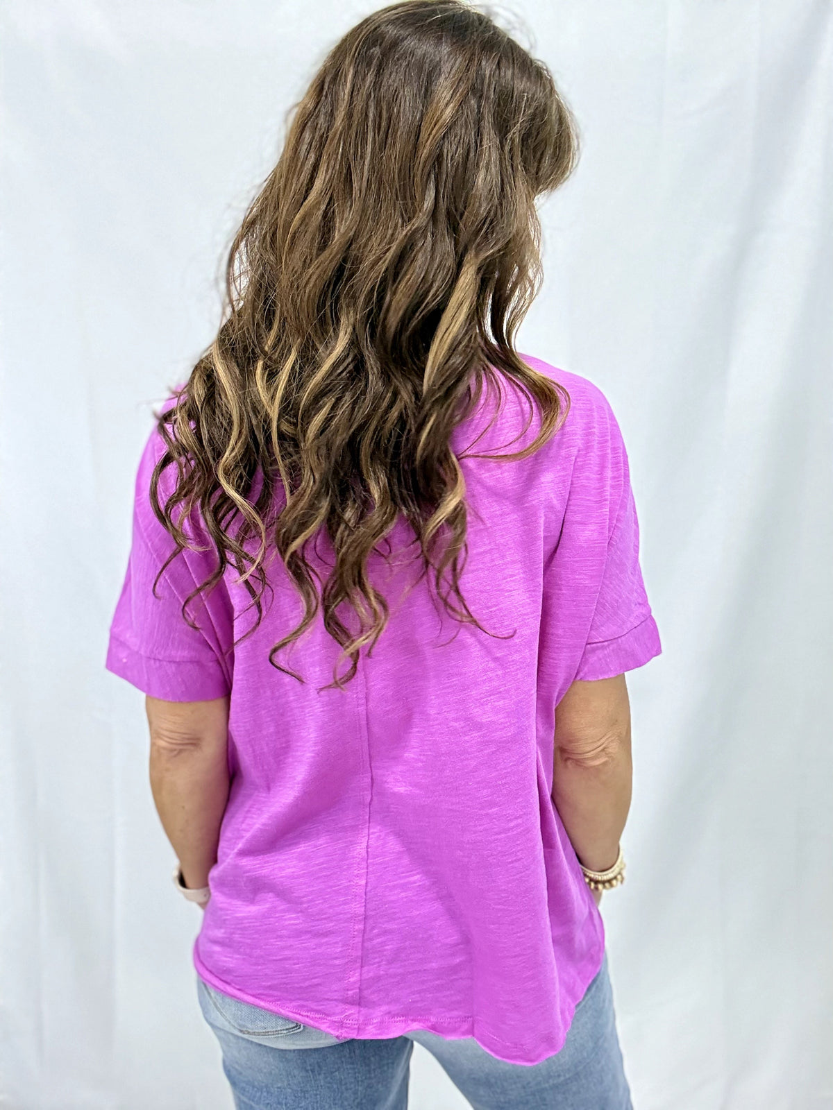 Slub Pocket Top in Magenta