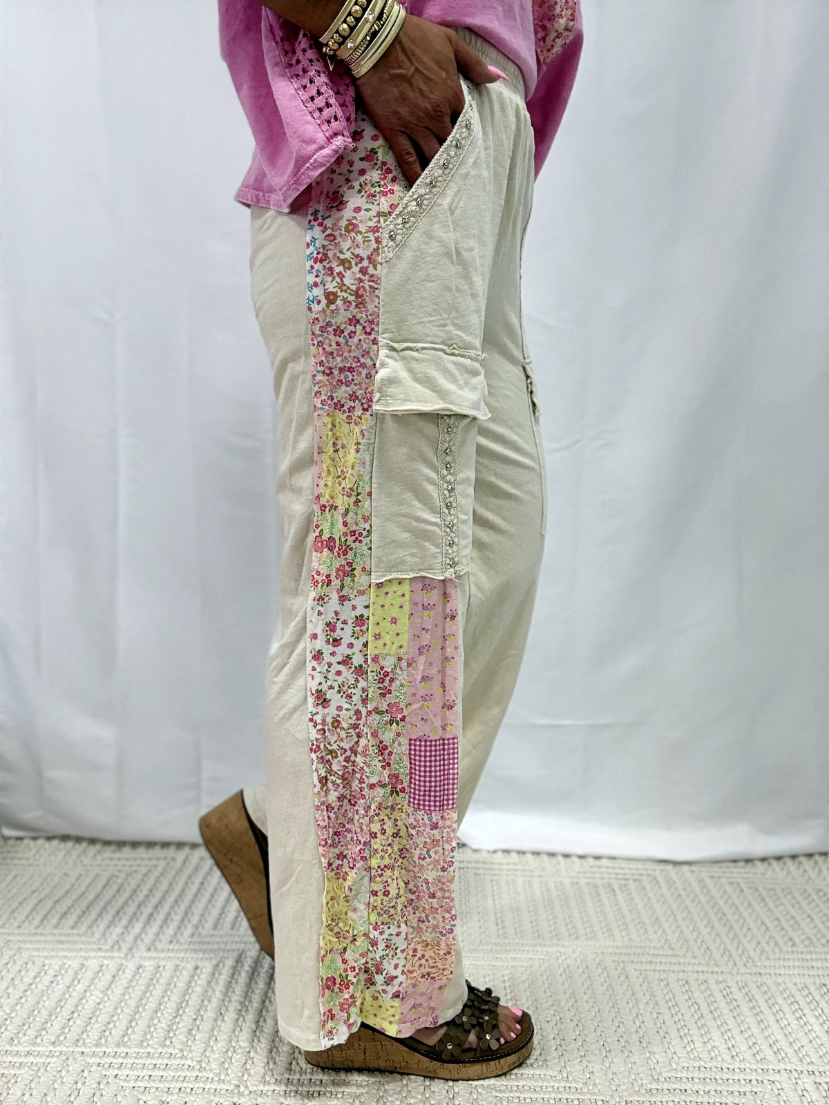 Sparkle Stroll Studded Eyelet Pants In 2 Colors