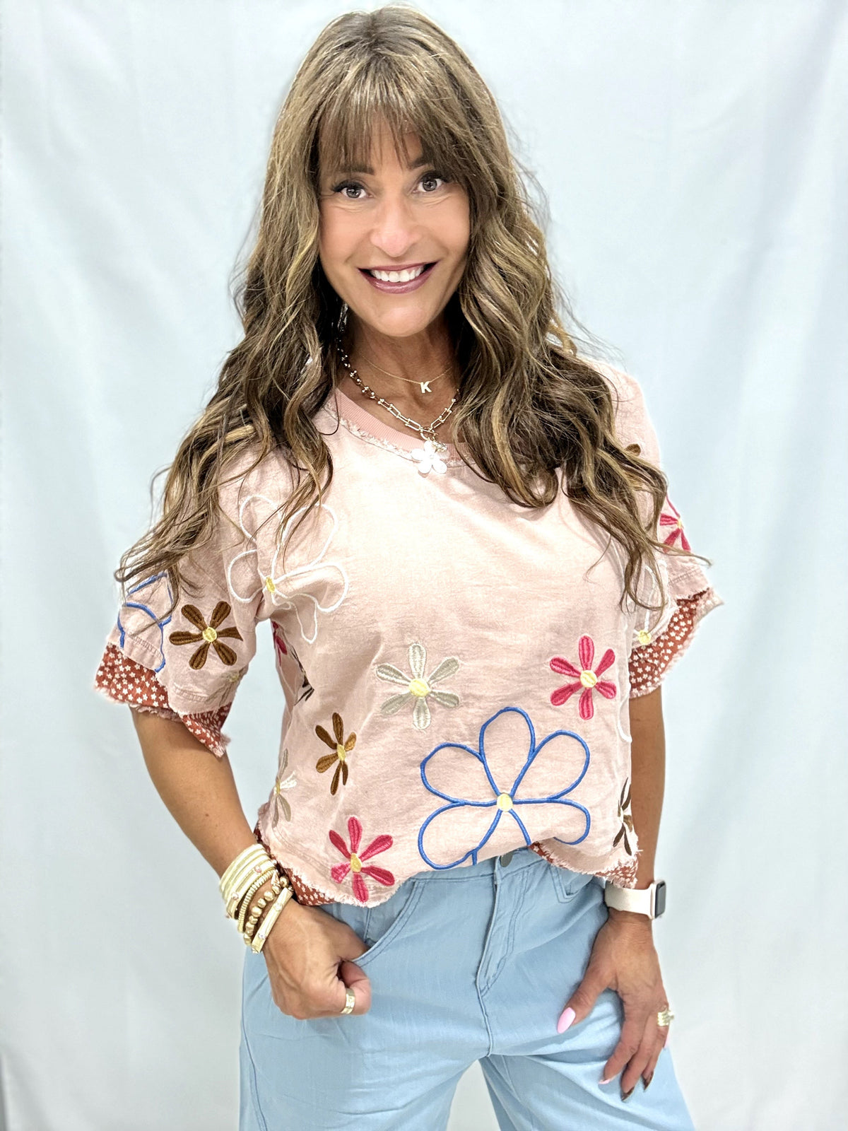 Oli & Hali Cozy Haven Embroidery Top In 2 Colors