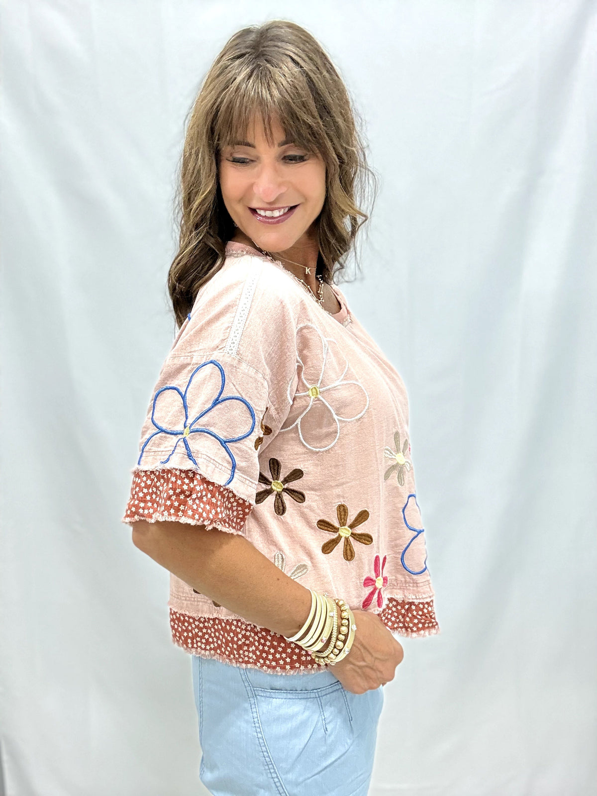 Oli & Hali Cozy Haven Embroidery Top In 2 Colors