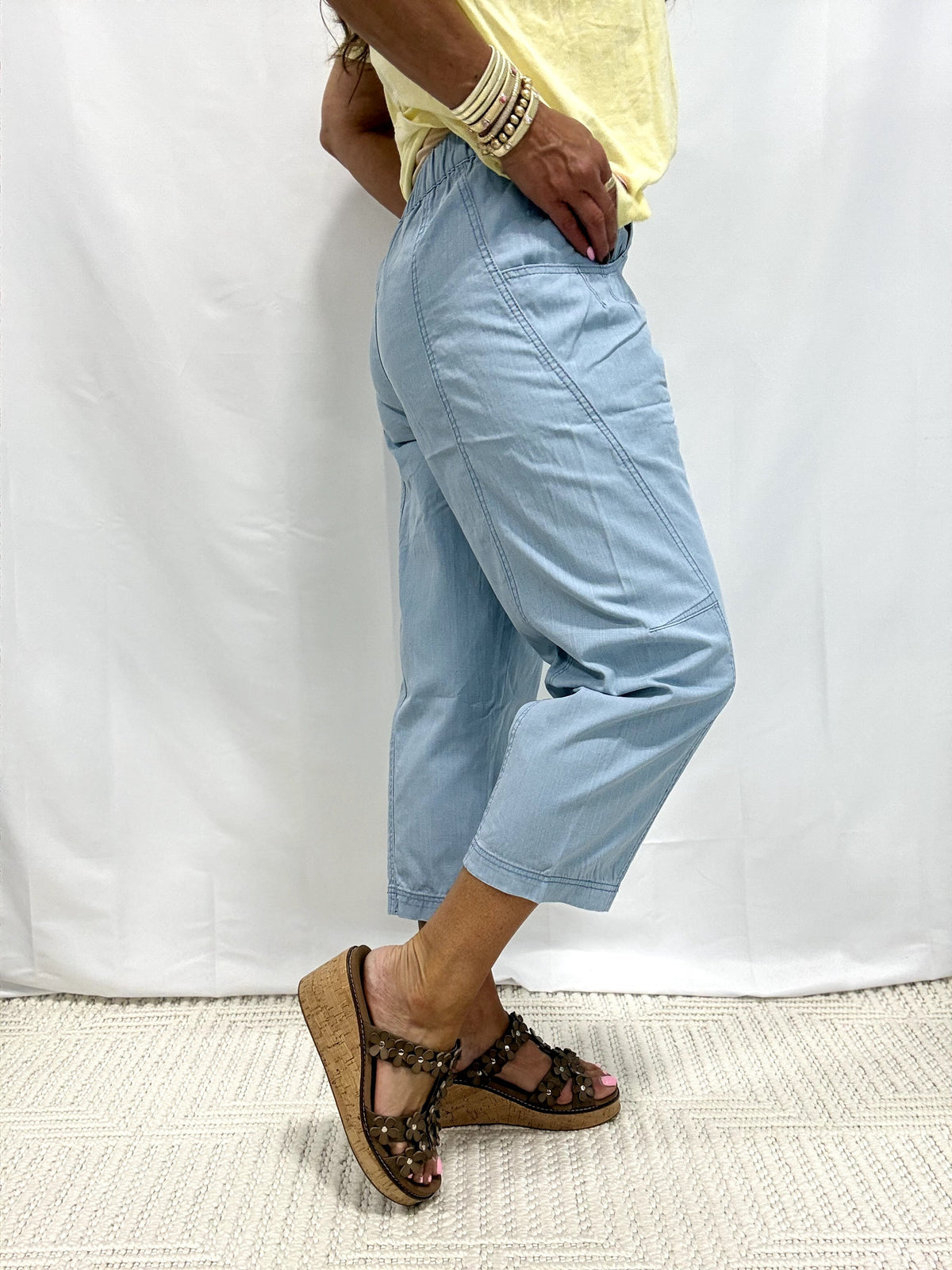 Time To Chill Washed Twill Pants In Faded Denim