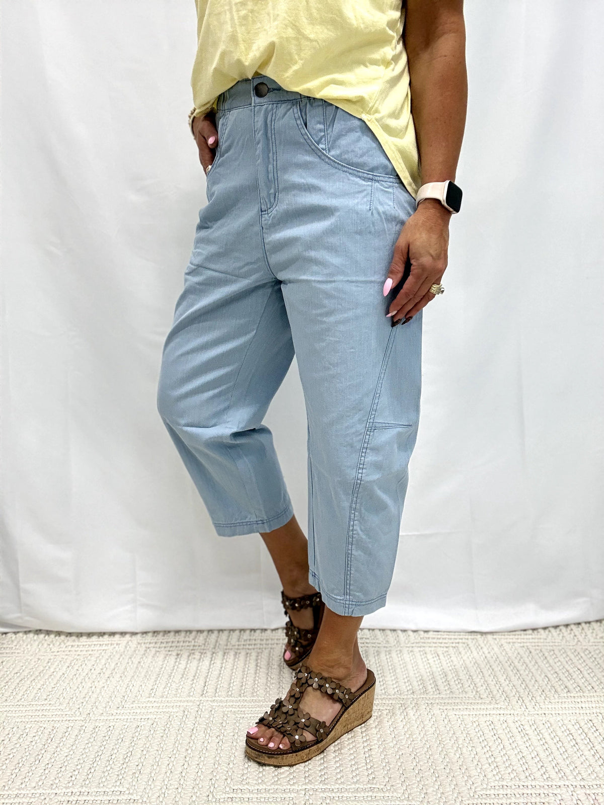 Time To Chill Washed Twill Pants In Faded Denim