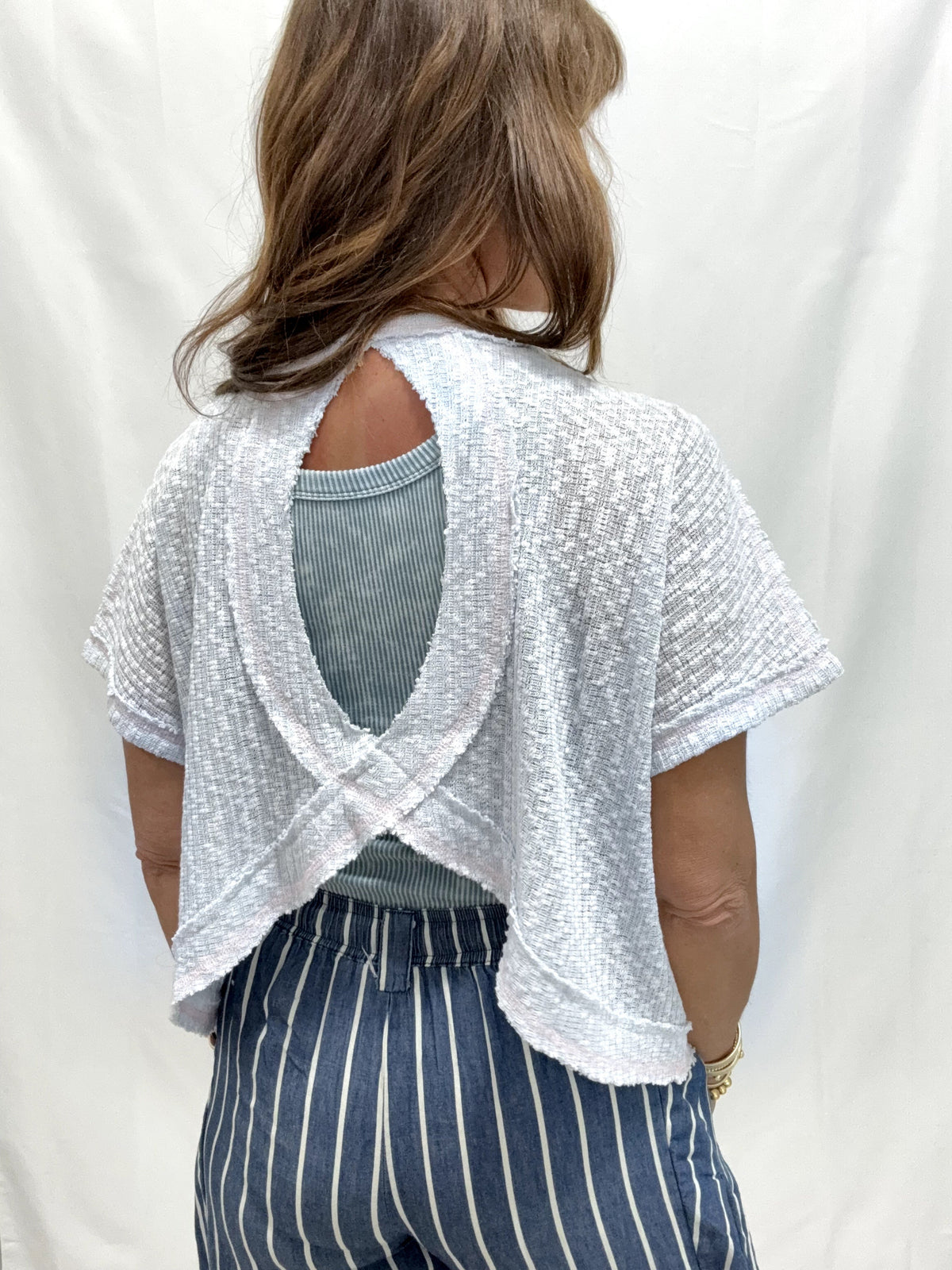 Flag Salute Short Sleeve Top In Powder Blue