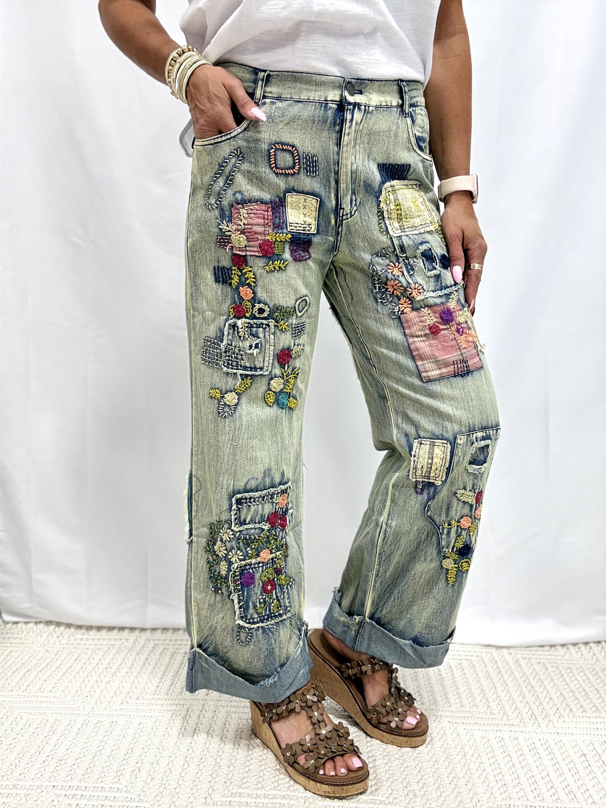 Dusty Daydream Patch Pants In Denim