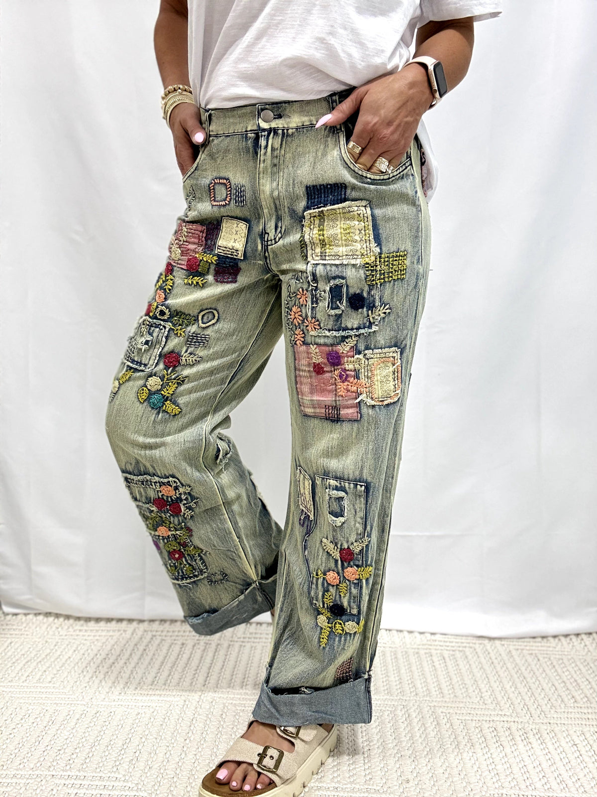 Dusty Daydream Patch Pants In Denim
