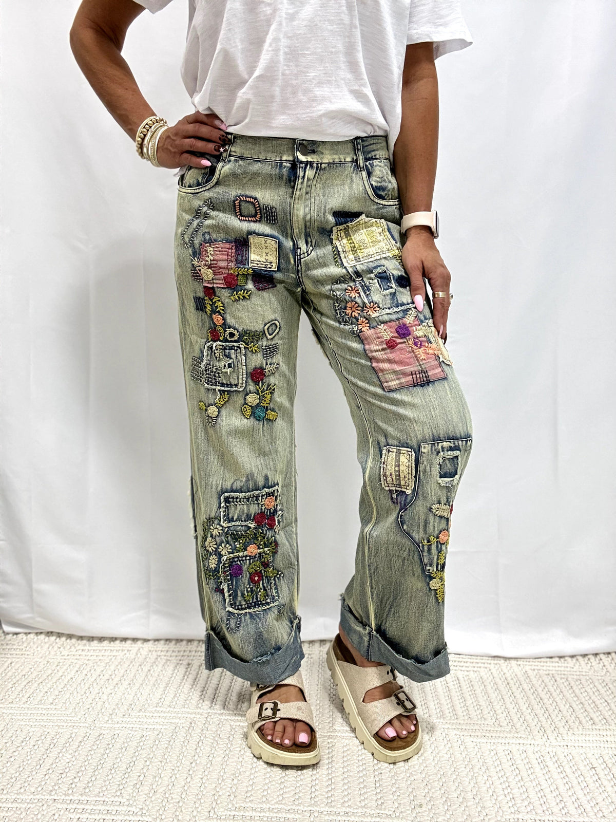Dusty Daydream Patch Pants In Denim