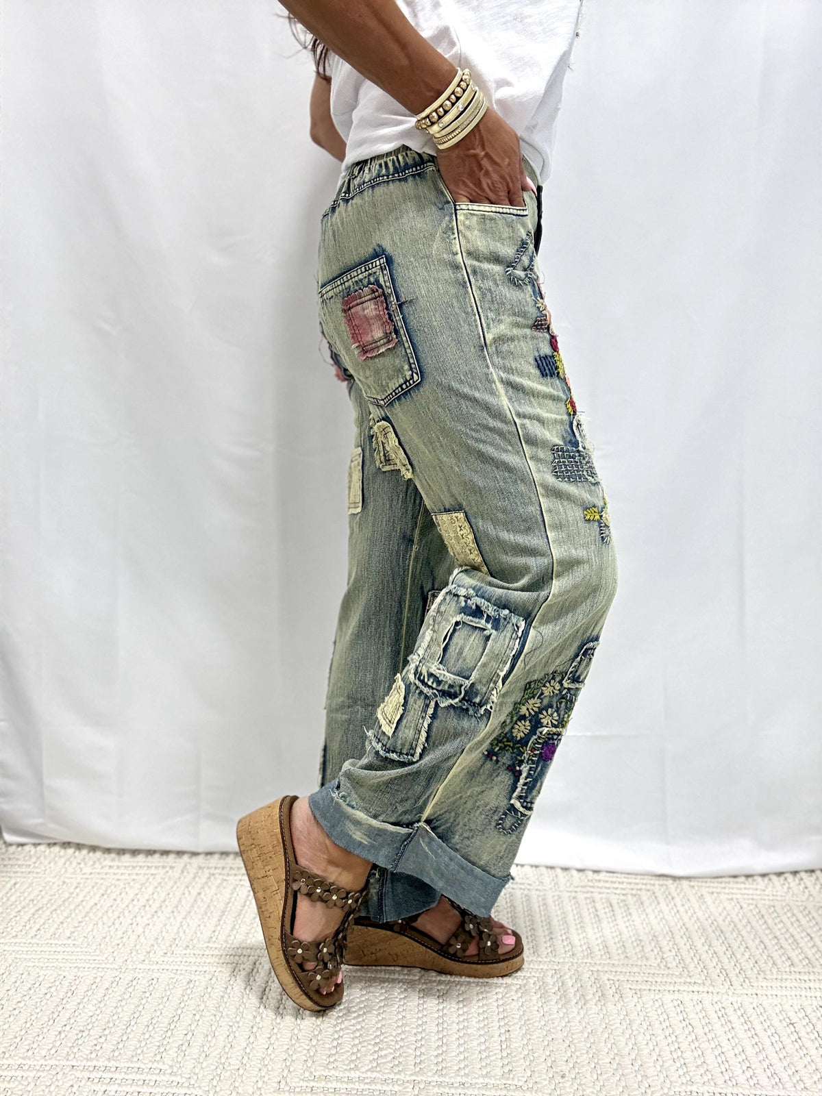 Dusty Daydream Patch Pants In Denim