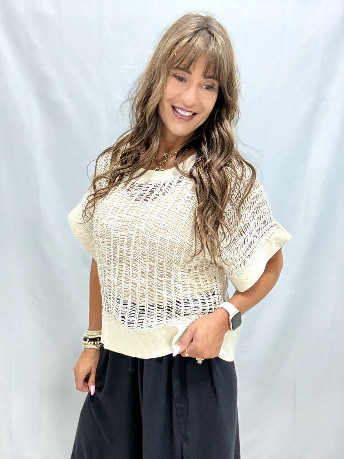 POL Mosaic Crochet Top in 2 Colors