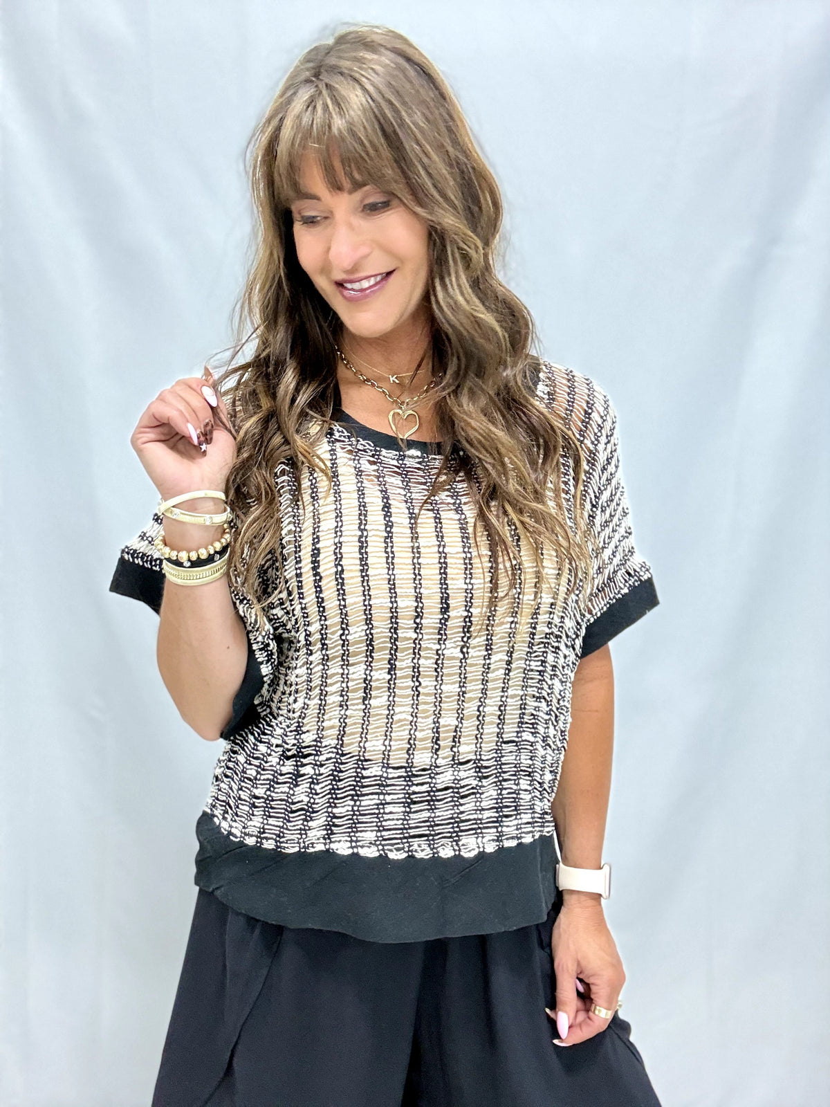 POL Mosaic Crochet Top in 2 Colors