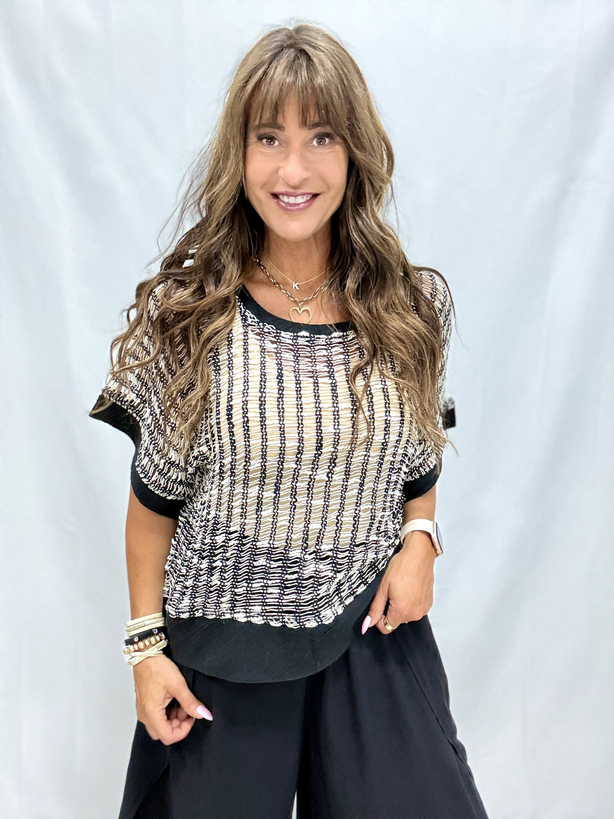 POL Mosaic Crochet Top in 2 Colors
