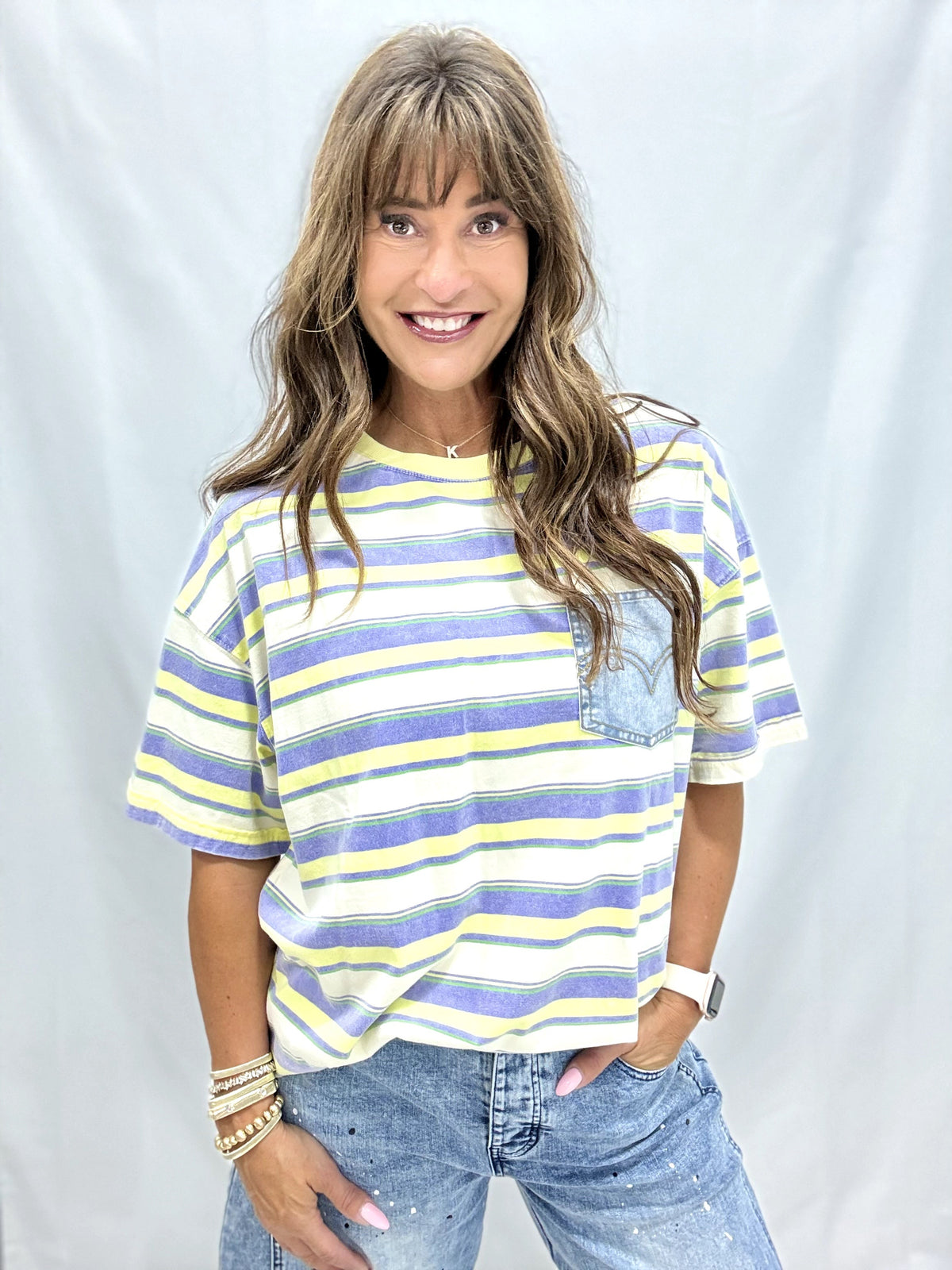 Wander Around Striped Easy Fit Top In 2 Colors