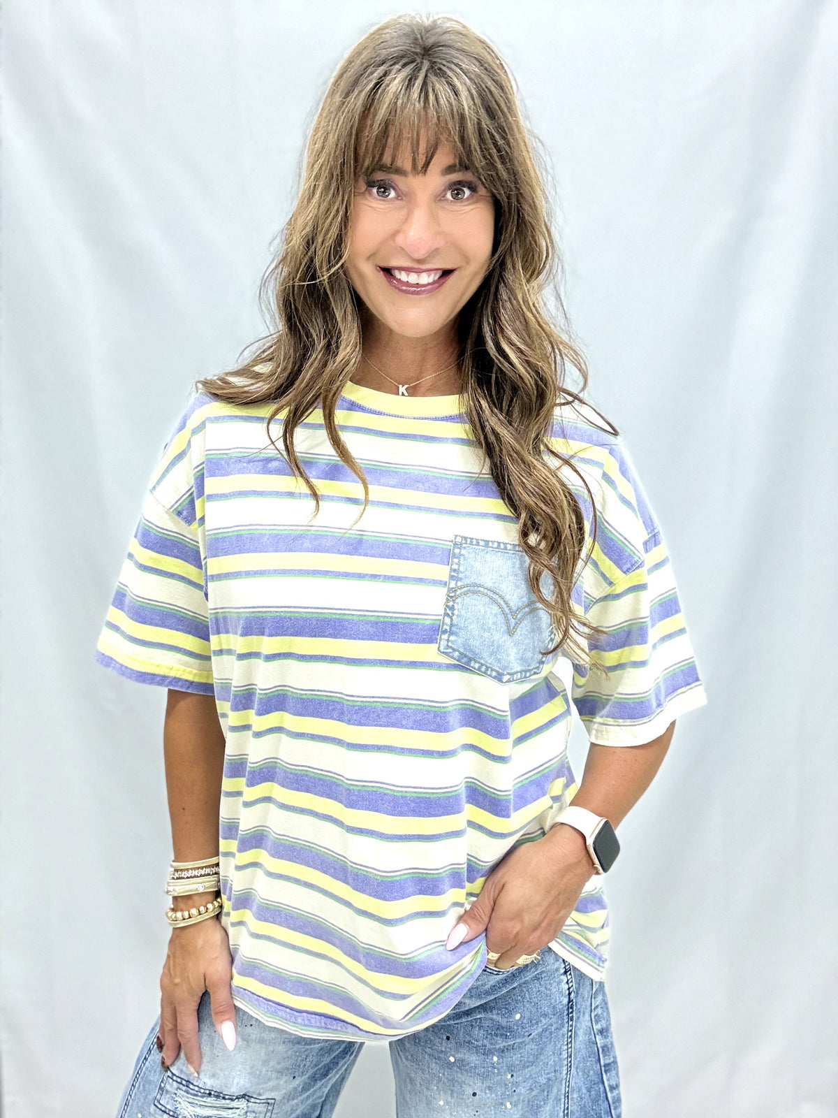 Wander Around Striped Easy Fit Top In 2 Colors