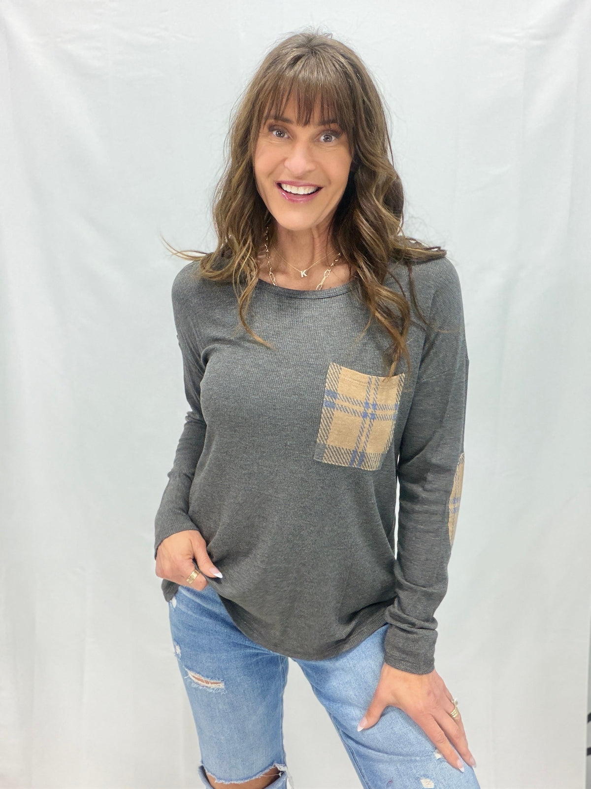 Cozy Contrast Plaid Top *Final Sale*
