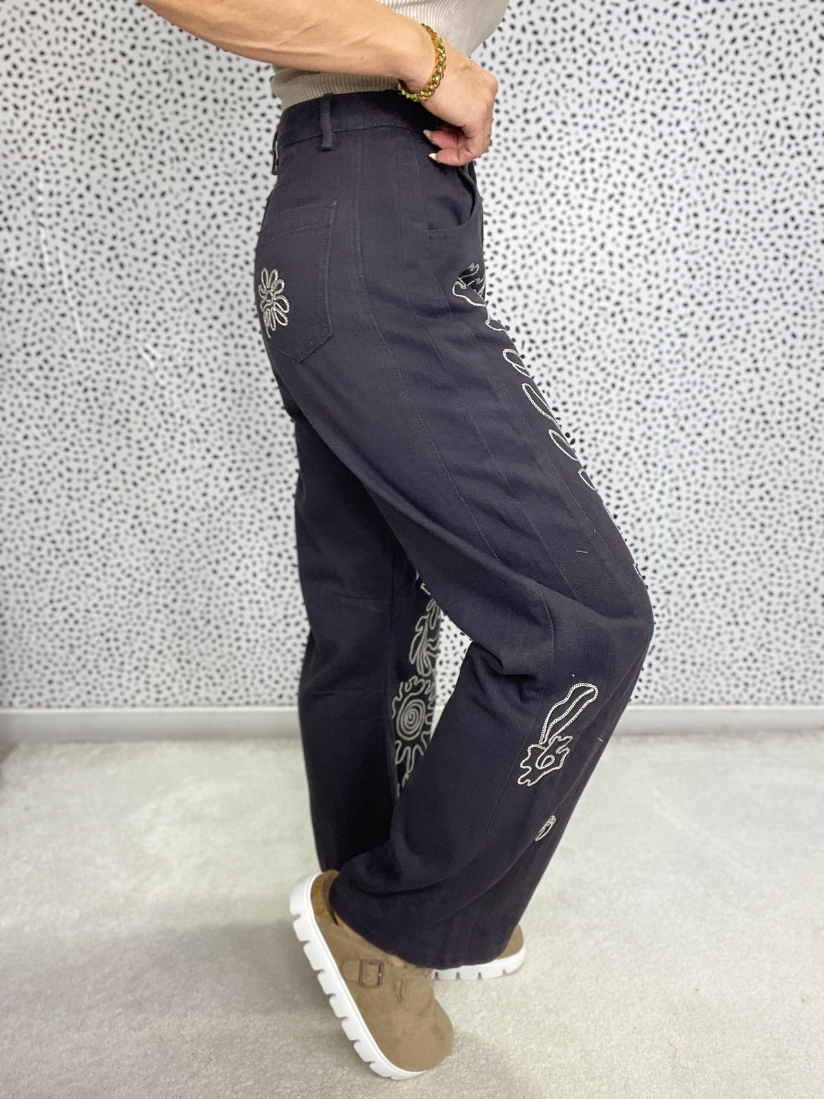Floral Goddess Twill Straight Jeans In 3 Colors *Final Sale*