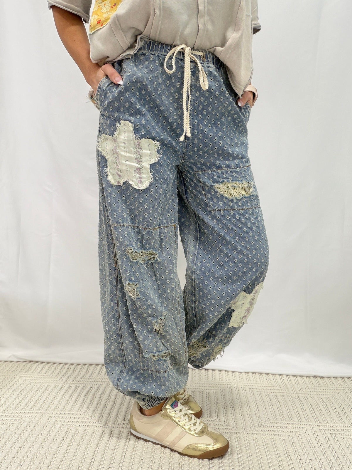 Boho Bloom Patchwork Lounge Pants in 2 Colors