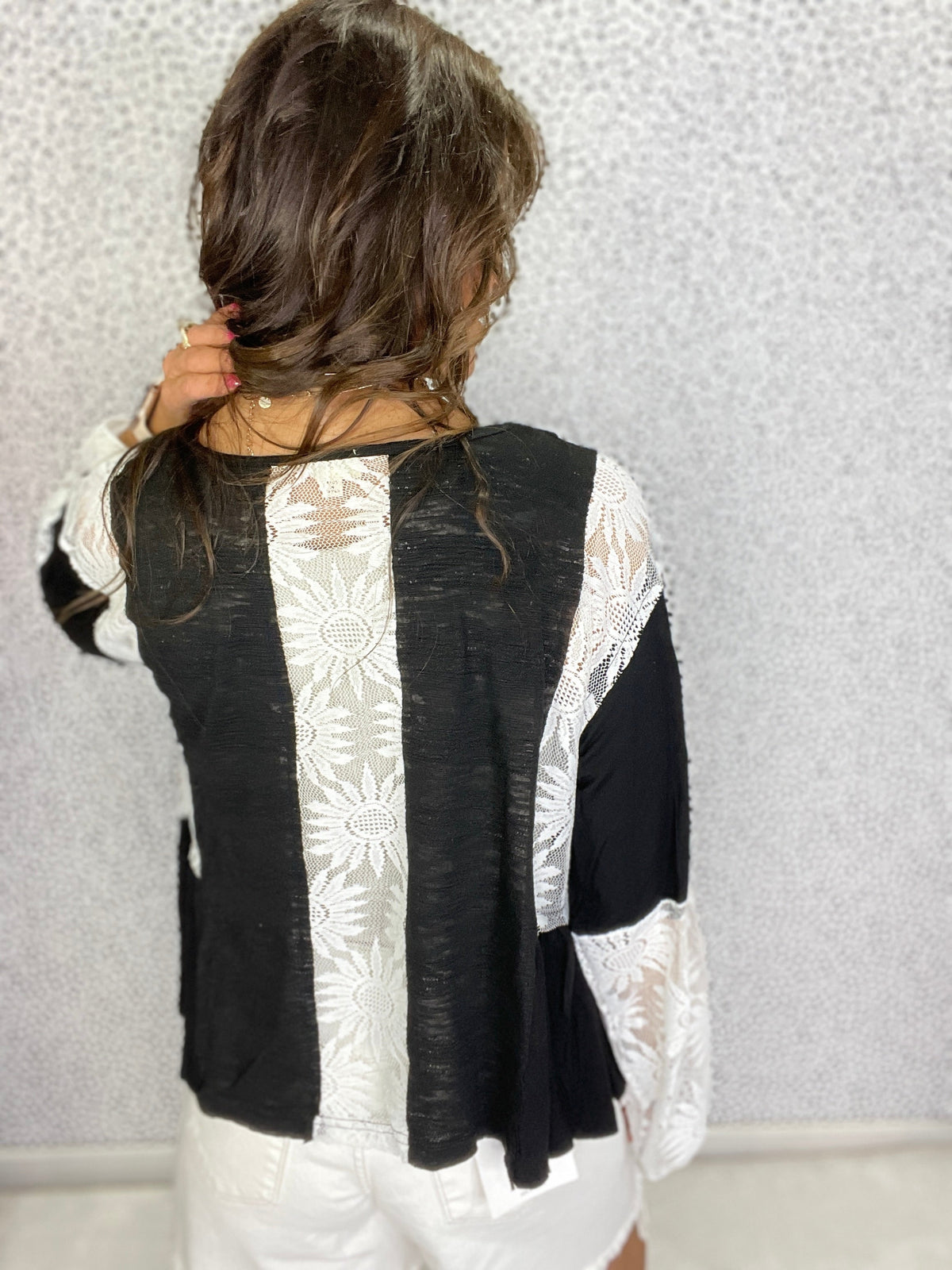 POL Lacehaven Flare Sleeve Top In 2 Colors