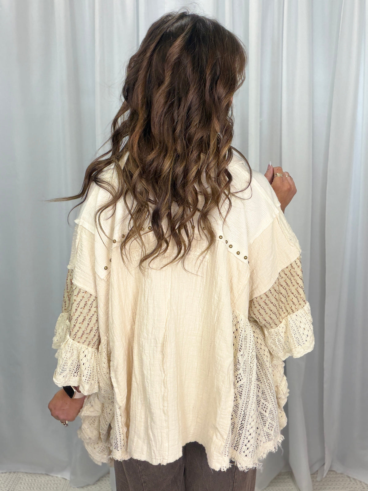 POL Prairie Bliss Ruffled Sleeve Top In Natural *Final Sale*
