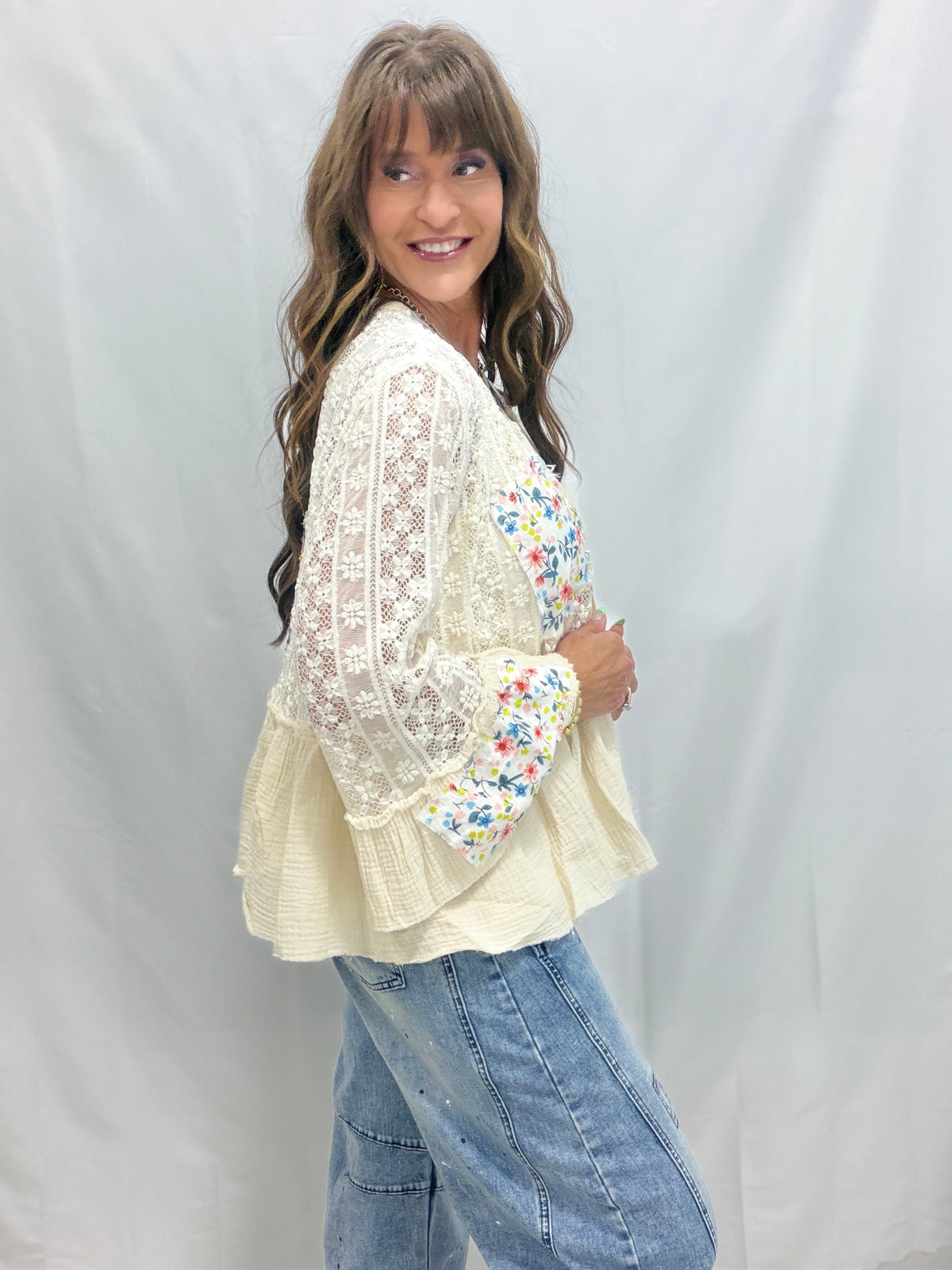 POL Bringing Sun Stretch Lace Cardigan In 3 Colors